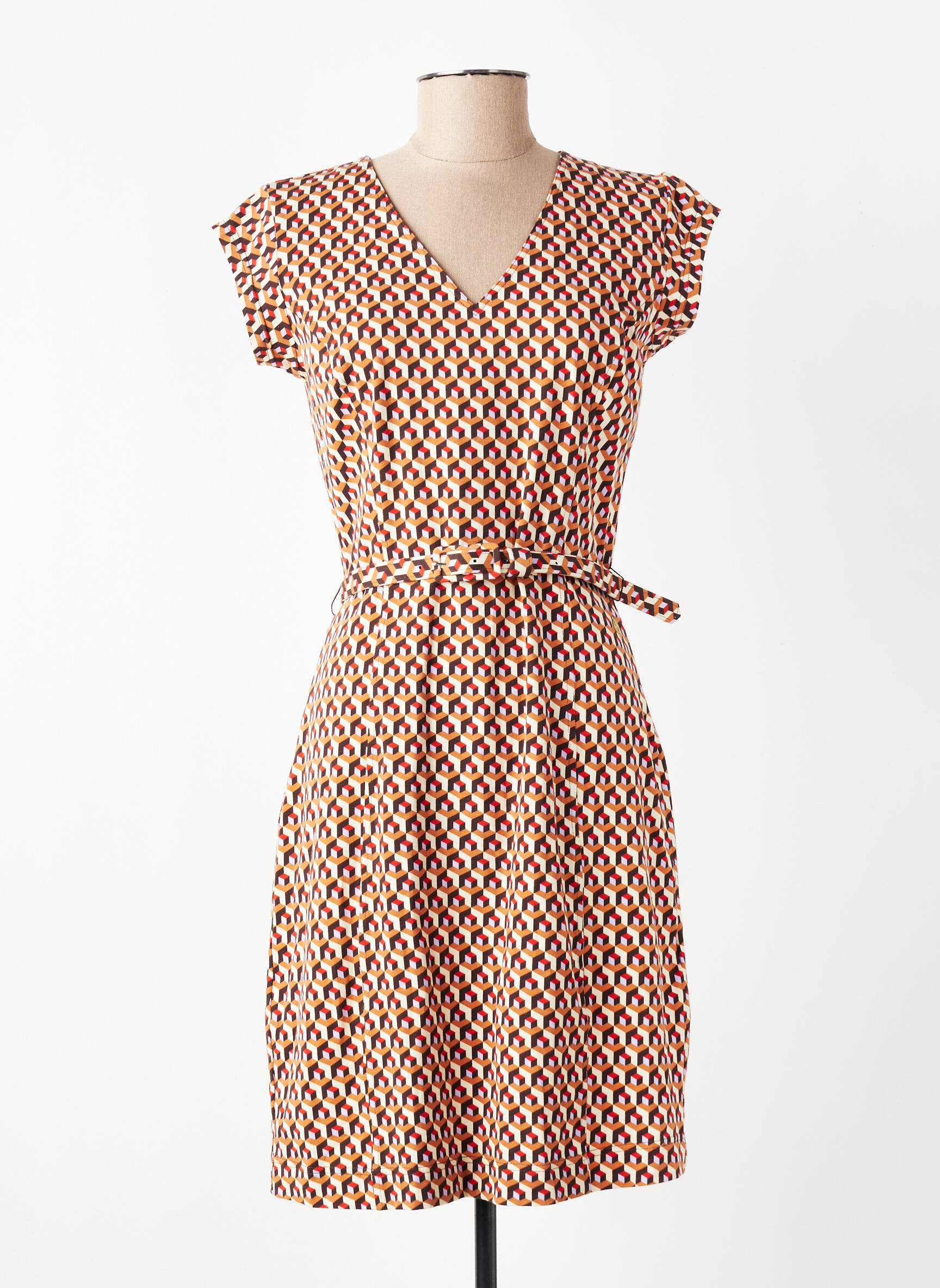 Rochie scurtă mâneci scurte mâneci scurte maro 4 FUNKY FLAVOURS femeie