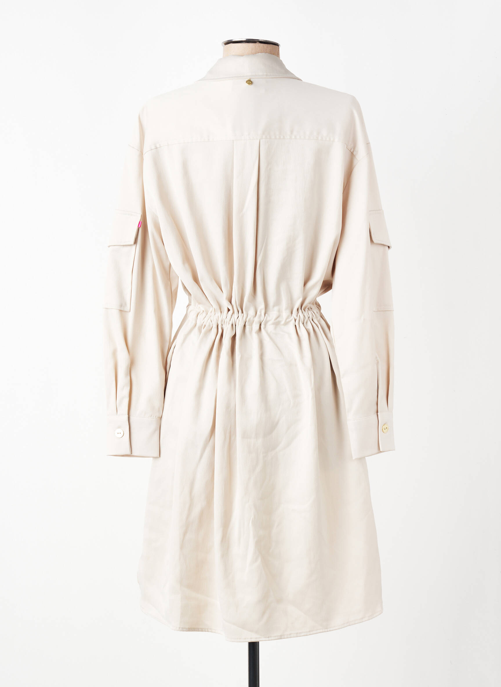 Rochie scurtă croială fluidă mâneci lungi bej LOLA CASADEMUNT femeie