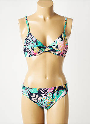Costum de baie din două piese elasticitate sutien balconet cu decolteu înalt verde SUNMARIN femeie