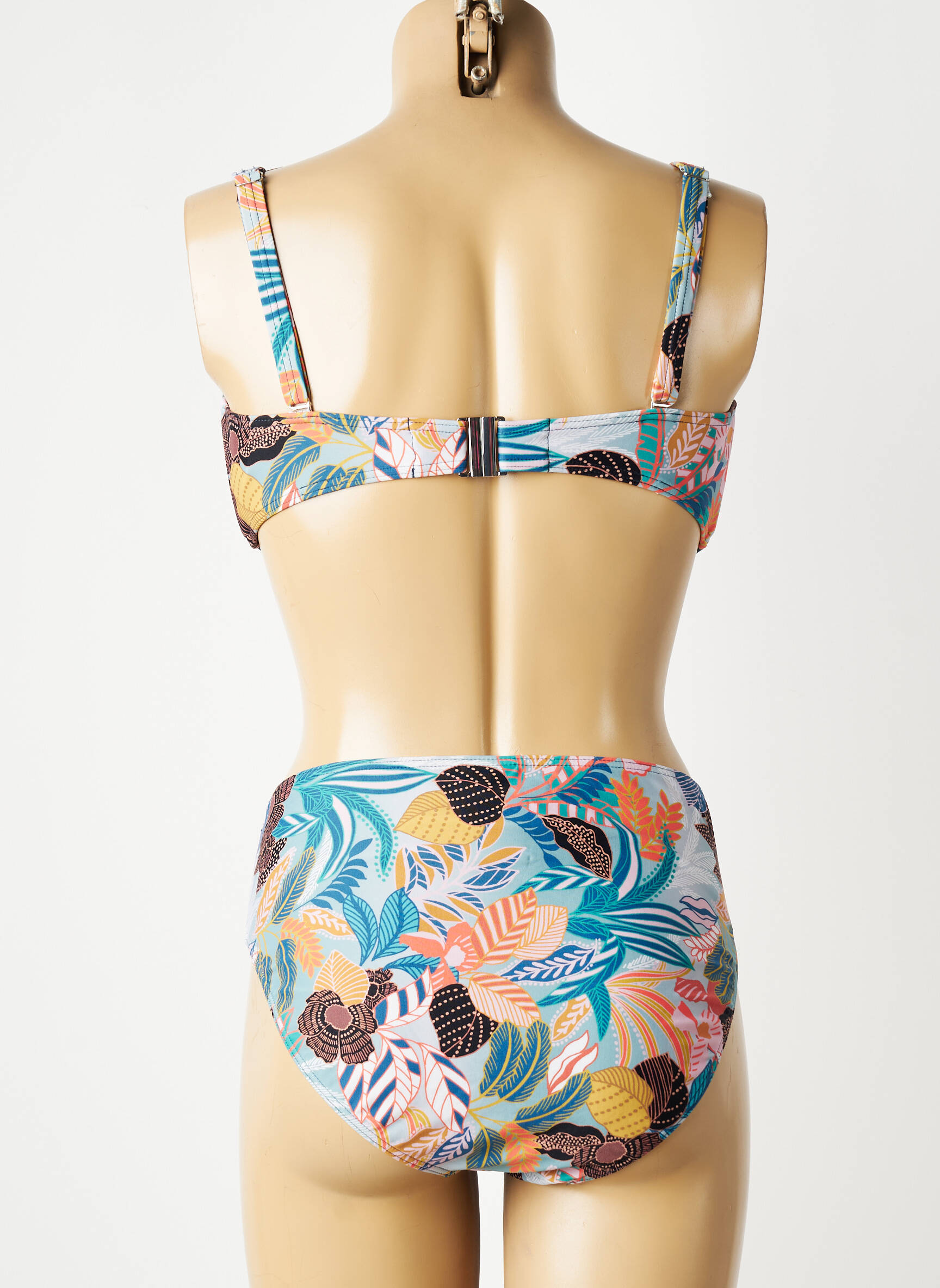 Costum de baie din două piese elasticitate sutien balconet cu decolteu înalt albastru SUNMARIN femeie
