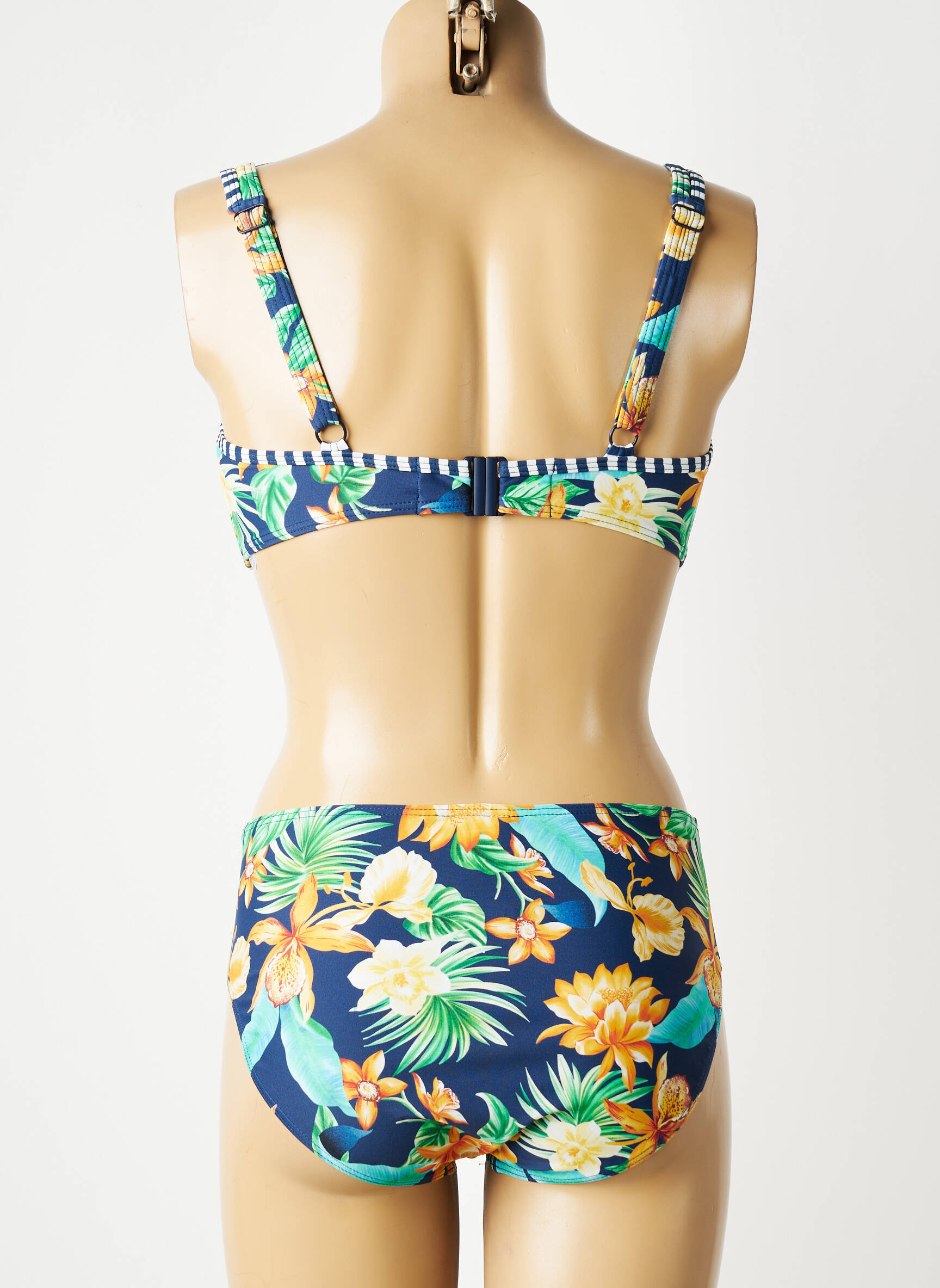 Costum de baie din două piese elasticitate sutien balconet cu decolteu înalt albastru SUNMARIN femeie