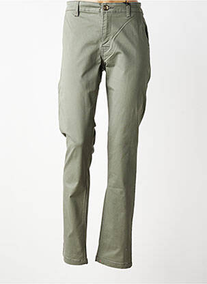 Pantalon chino țesătură poplin mărime normală verde ELORA femeie