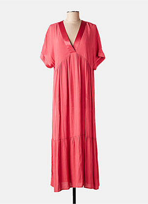 Rochie lungă mâneci scurte mâneci scurte roz ELORA femeie