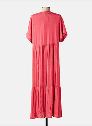 Rochie lungă mâneci scurte mâneci scurte roz ELORA femeie