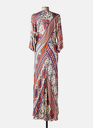 Rochie lungă țesătură poplin mâneci 3/4 portocalie ELORA femeie
