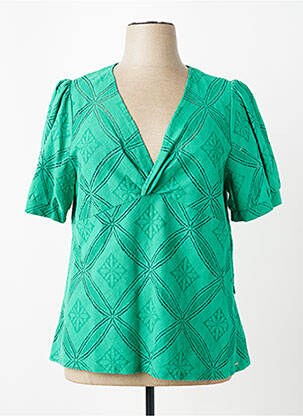 Top mâneci scurte mâneci scurte verde ELORA femeie