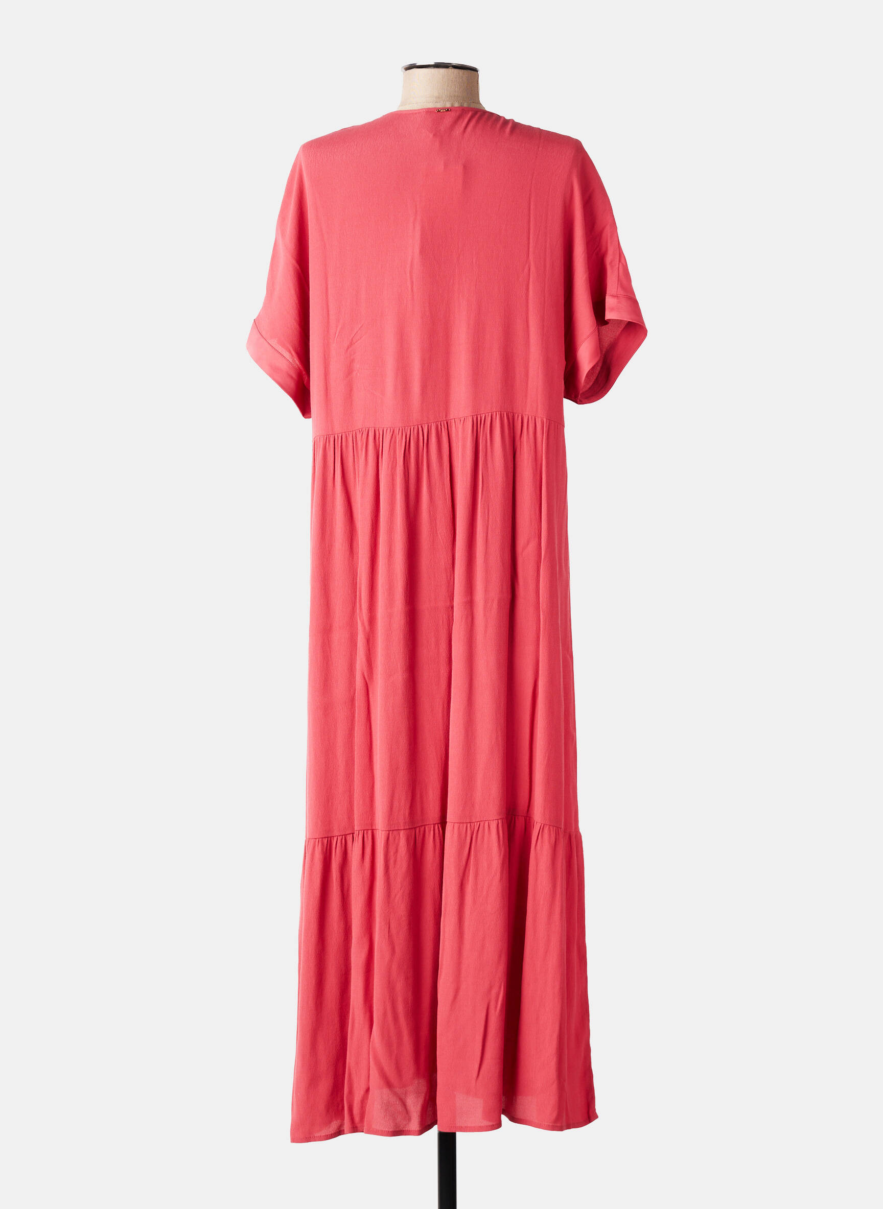 Rochie lungă mâneci scurte mâneci scurte roz ELORA femeie