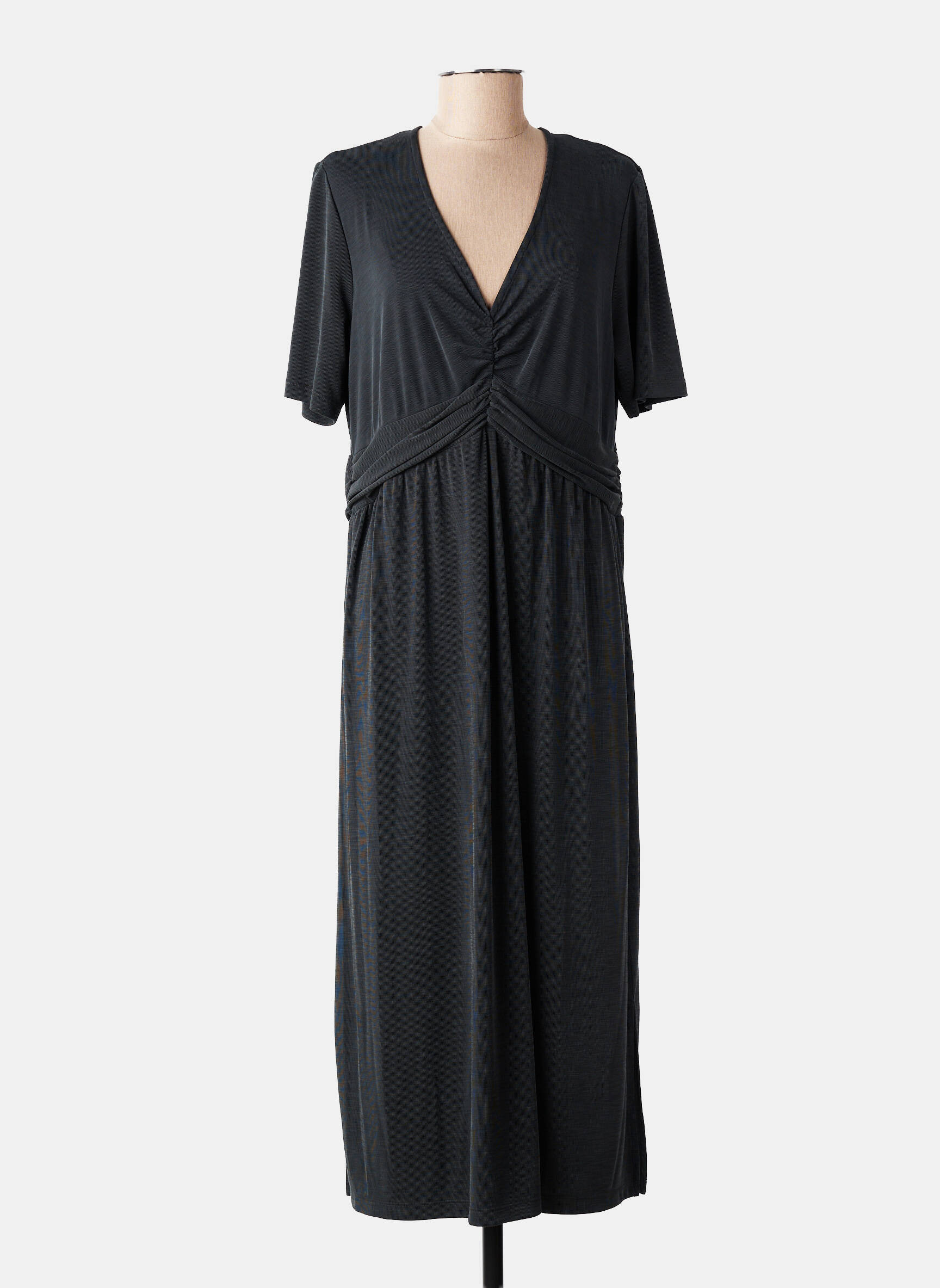 Rochie lungă mâneci scurte mâneci scurte gri ELORA femeie