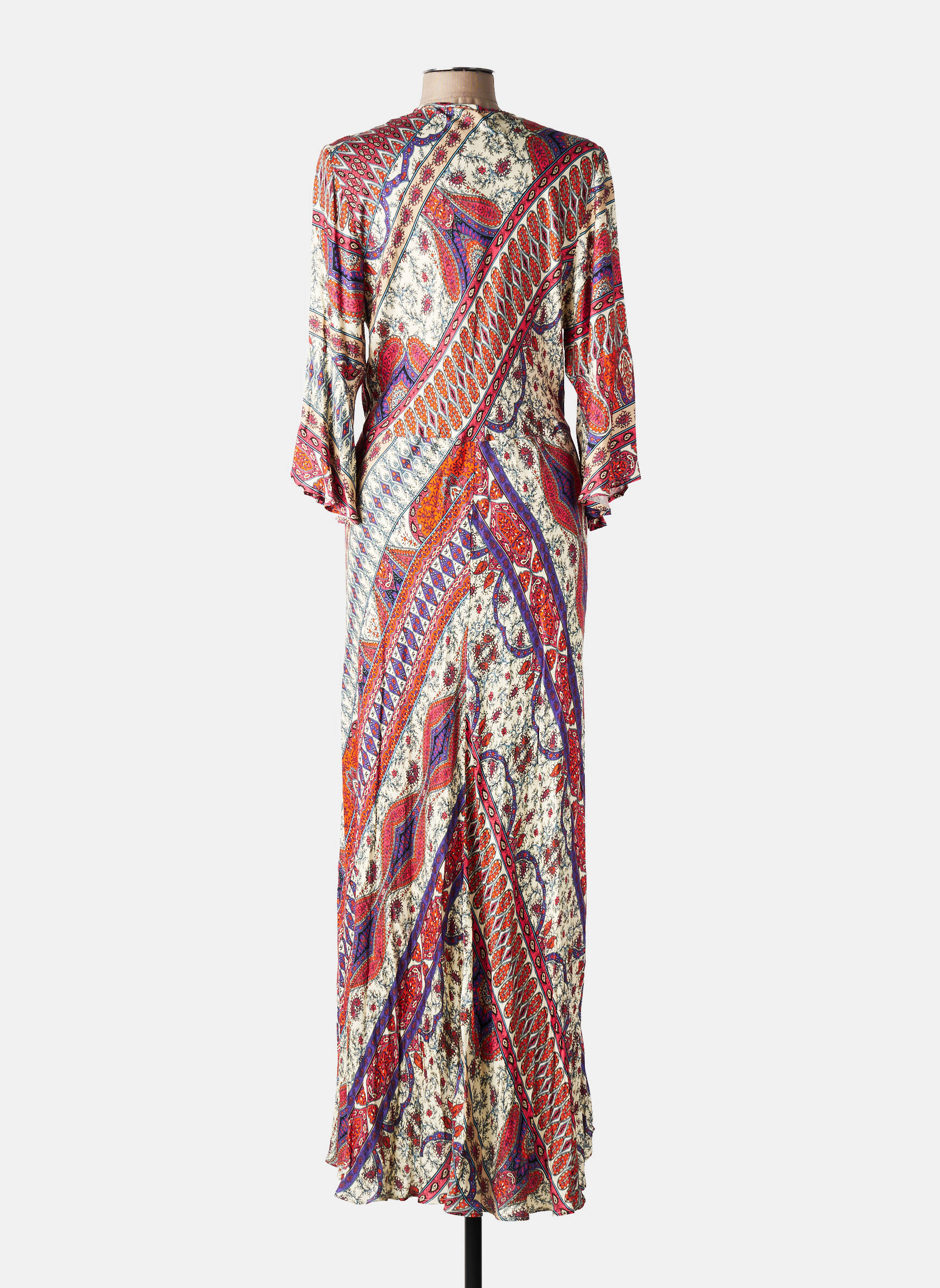 Rochie lungă imprimeu floral mâneci 3/4 portocalie ELORA femeie