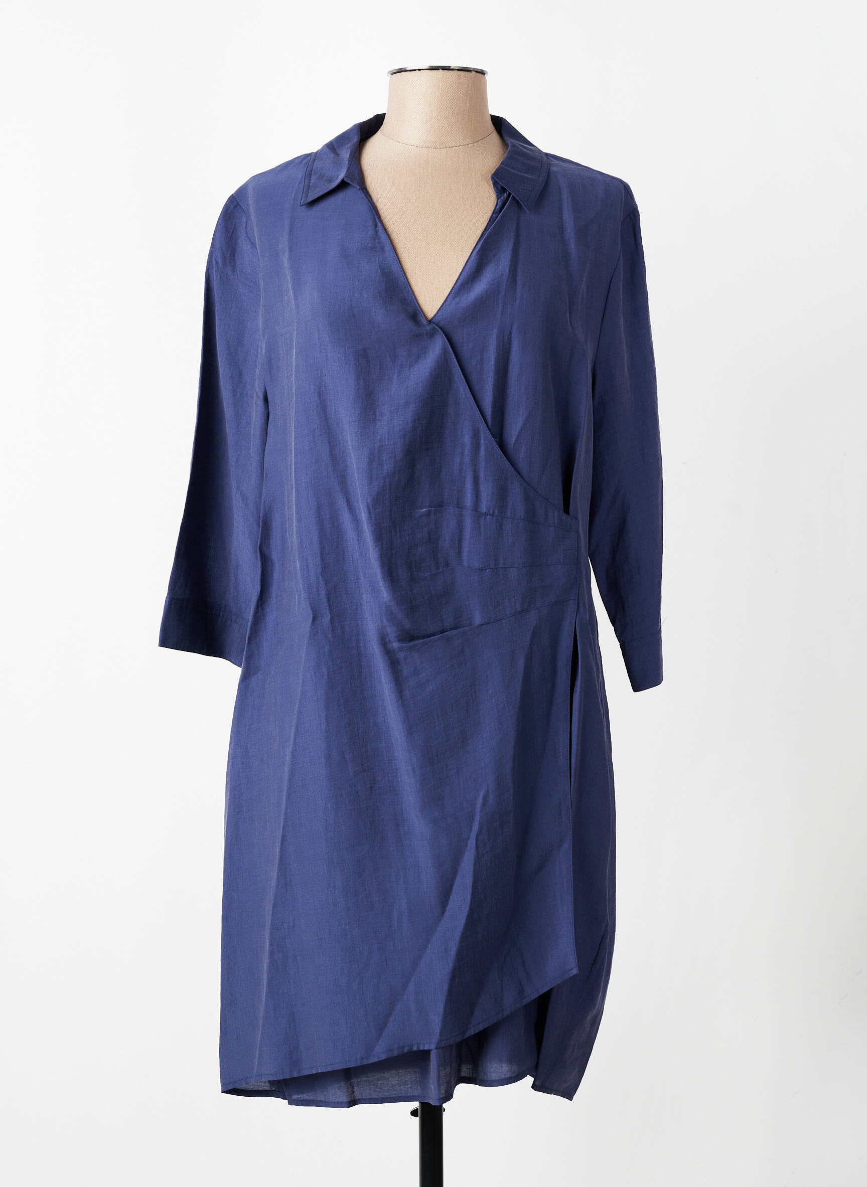 Rochie midi mâneci 3/4 mâneci 3/4 albastru ELORA femeie