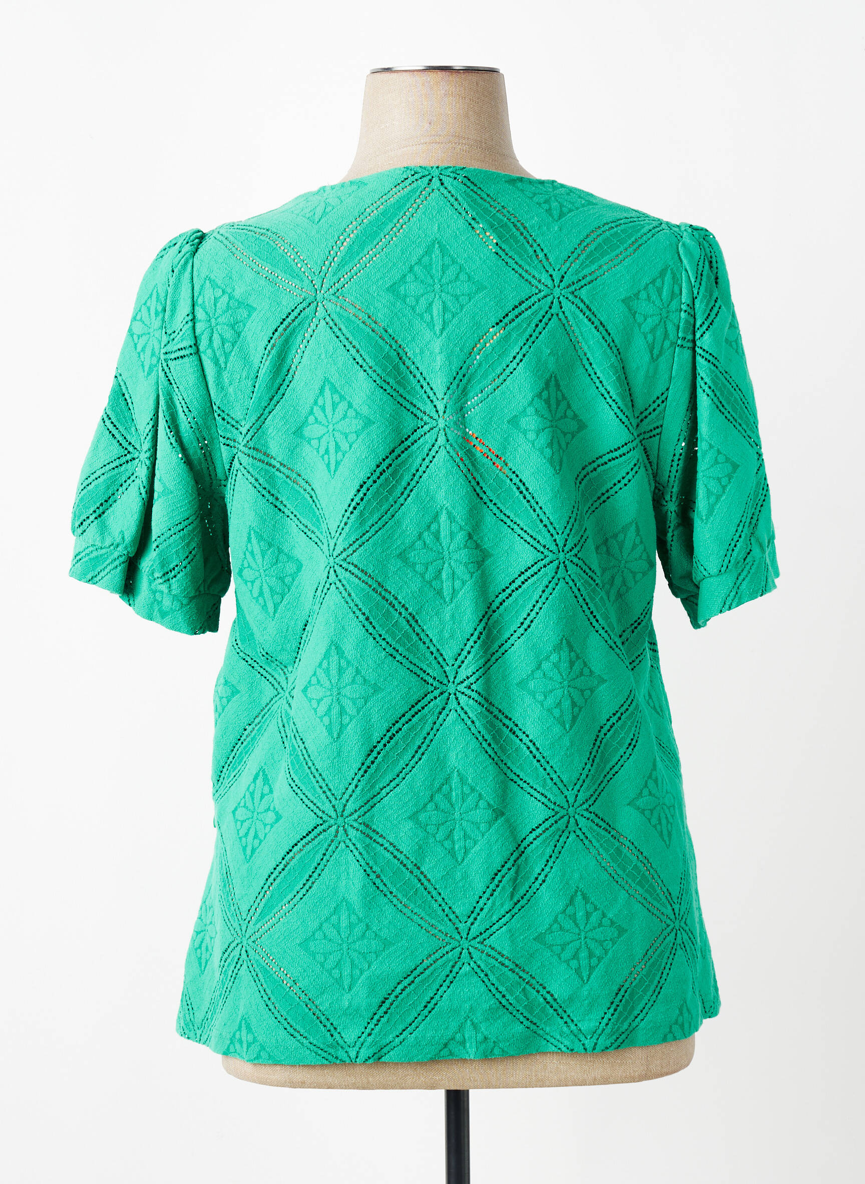 Top mâneci scurte mâneci scurte verde ELORA femeie