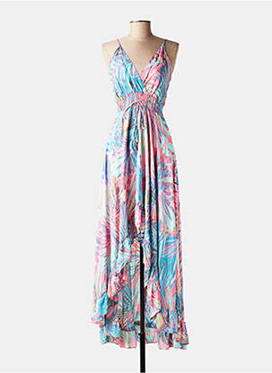 Rochie lungă imprimeu fantezie bretele subțiri albastru YYDS (YOUR YOUTHFUL DRESS STYLE) femeie