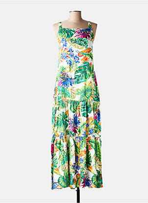 Rochie lungă țesătură poplin fără mâneci verde LISE CHARMEL femeie
