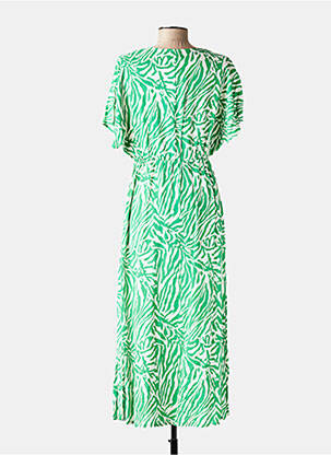 Rochie midi imprimeu fantezie mâneci scurte verde ANGE femeie