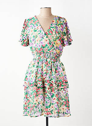 Rochie midi imprimeu fantezie mâneci scurte verde QUEEN'S femeie