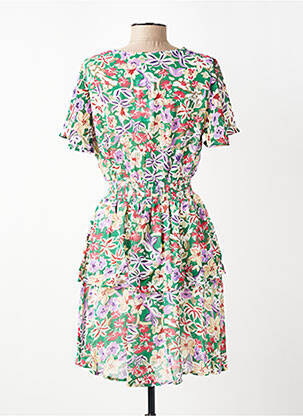 Rochie midi imprimeu fantezie mâneci scurte verde QUEEN'S femeie