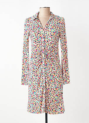 Rochie midi imprimeu fantezie mâneci lungi alb JOY'S PARIS femeie