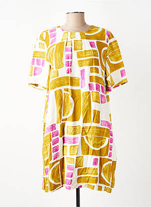 Rochie scurtă mâneci scurte mâneci scurte galben LAST QUEEN femeie