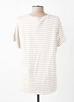 Tricou croială dreaptă mâneci scurte bej AROMA femeie