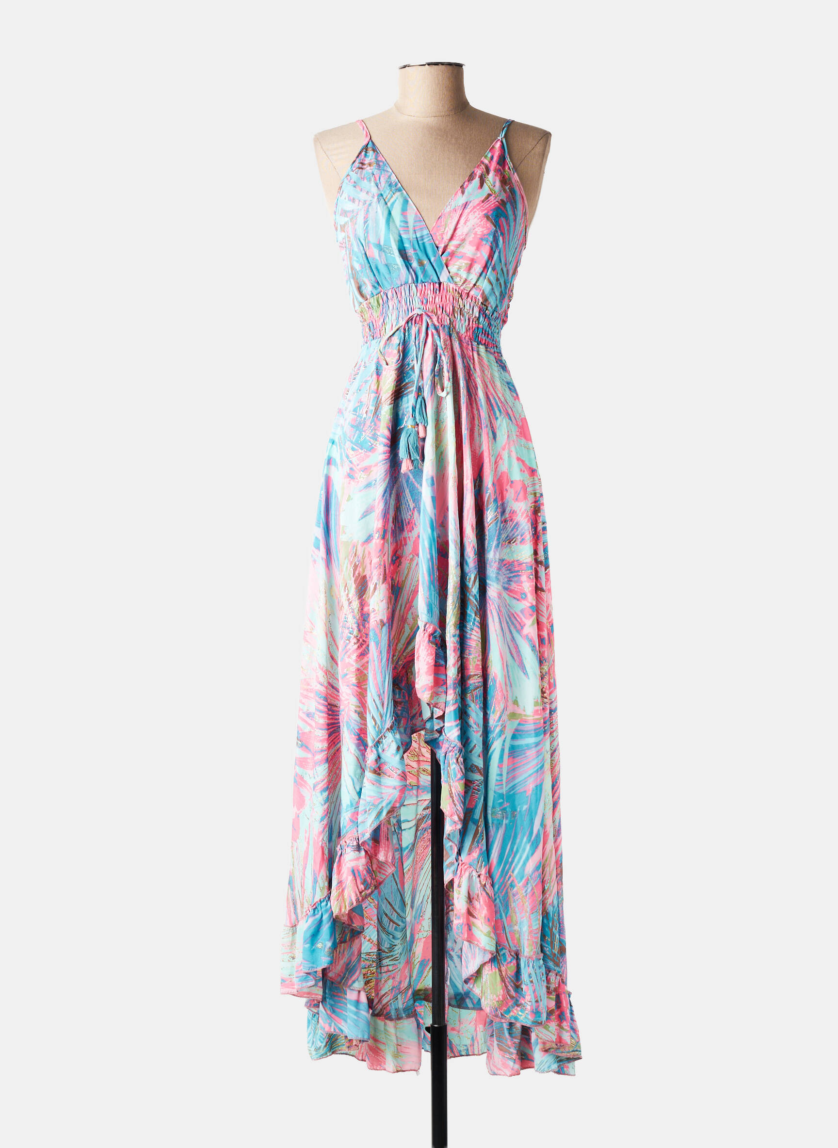 Rochie lungă imprimeu fantezie bretele subțiri albastru YYDS (YOUR YOUTHFUL DRESS STYLE) femeie
