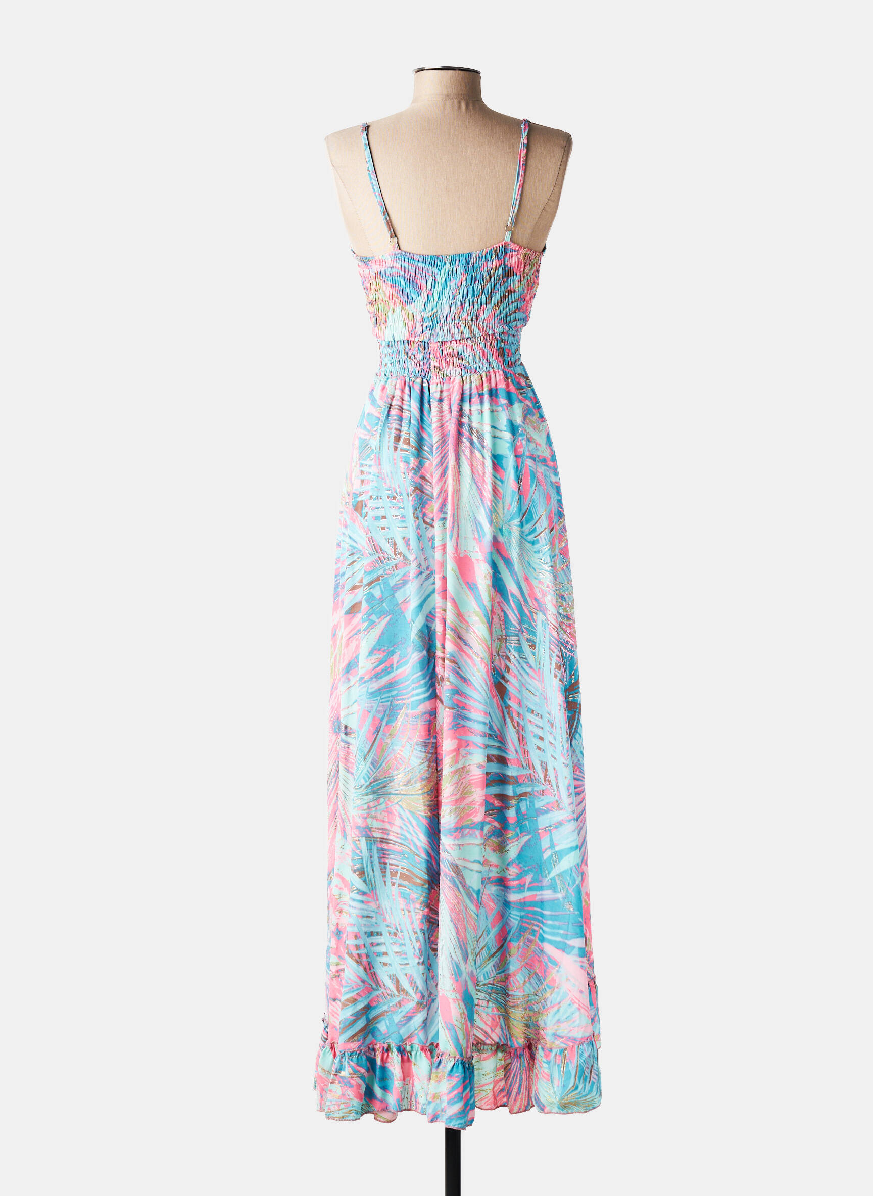 Rochie lungă imprimeu fantezie bretele subțiri albastru YYDS (YOUR YOUTHFUL DRESS STYLE) femeie
