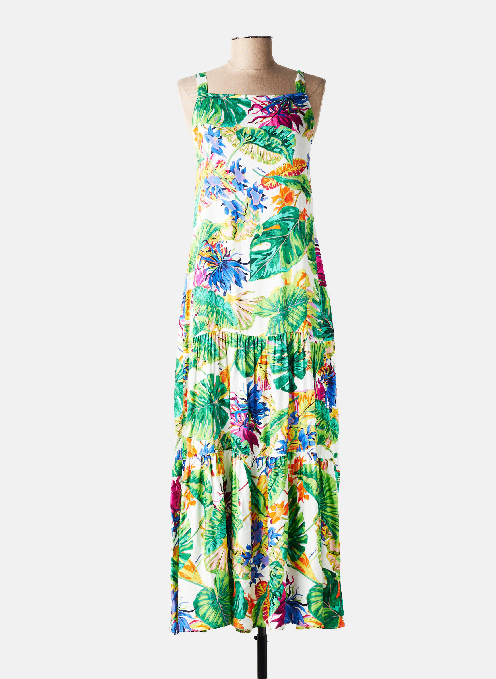 Rochie lungă imprimeu fantezie fără mâneci verde LISE CHARMEL femeie