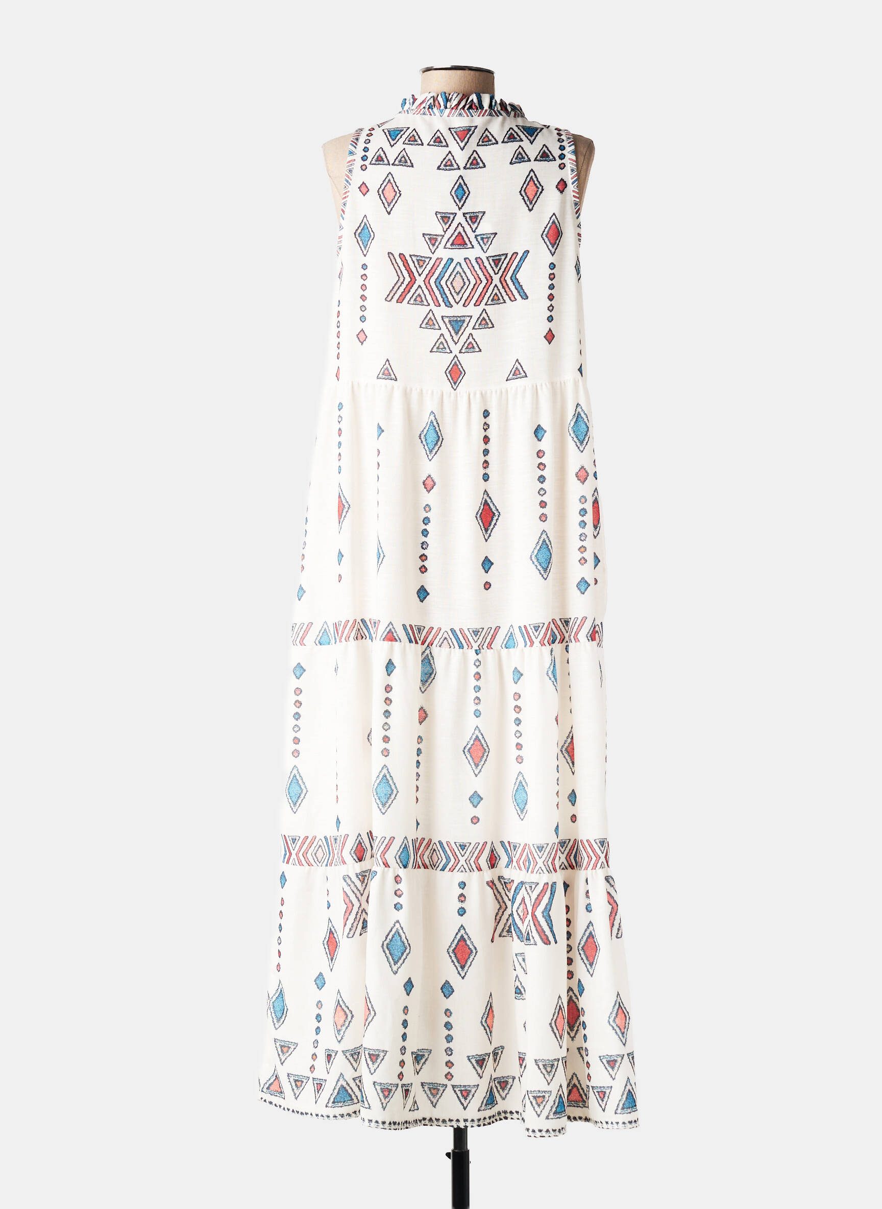 Rochie lungă imprimeu fantezie fără mâneci alb MADE IN ITALY femeie