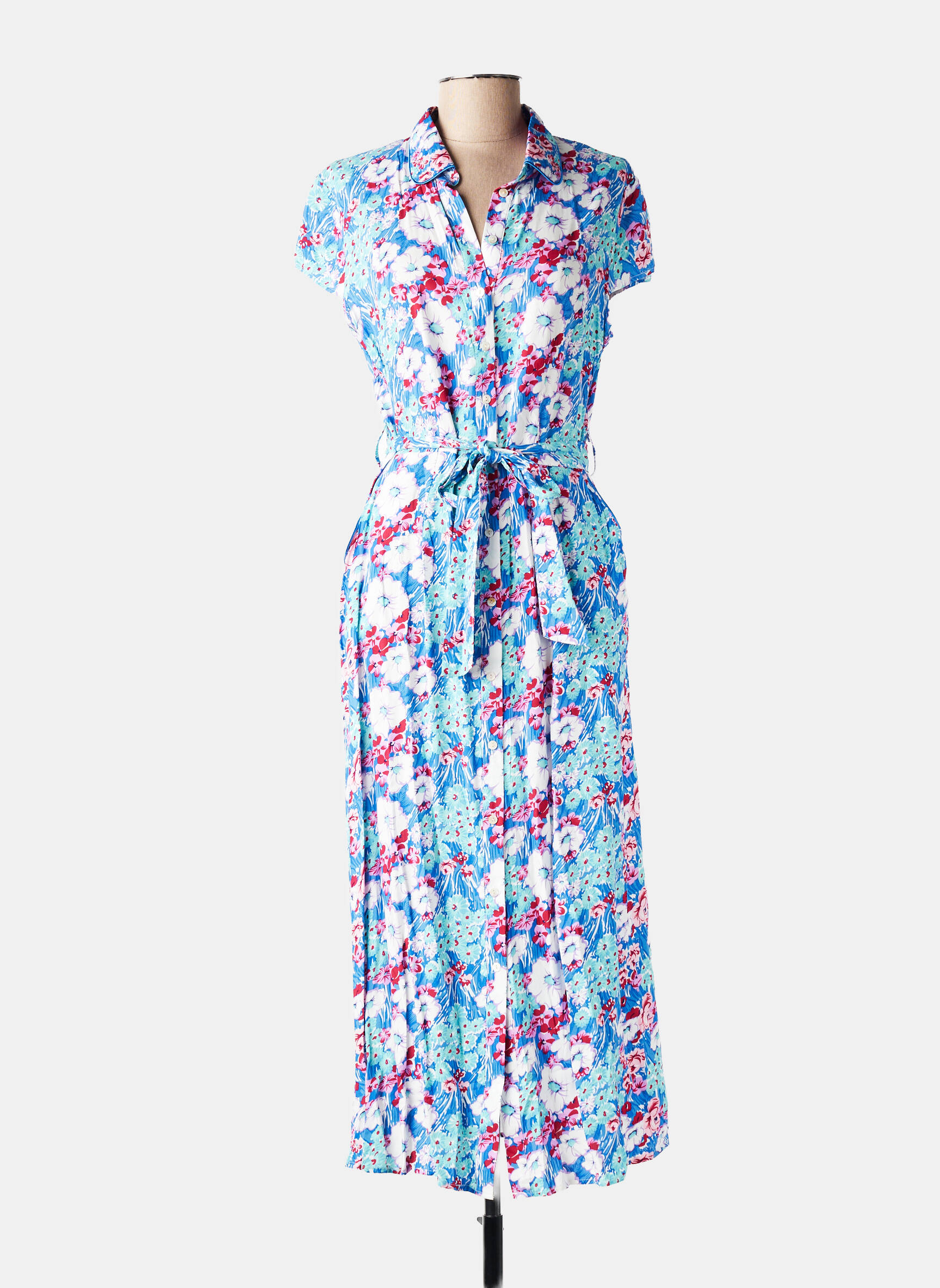 Rochie lungă mâneci scurte mâneci scurte albastru QUEEN'S femeie