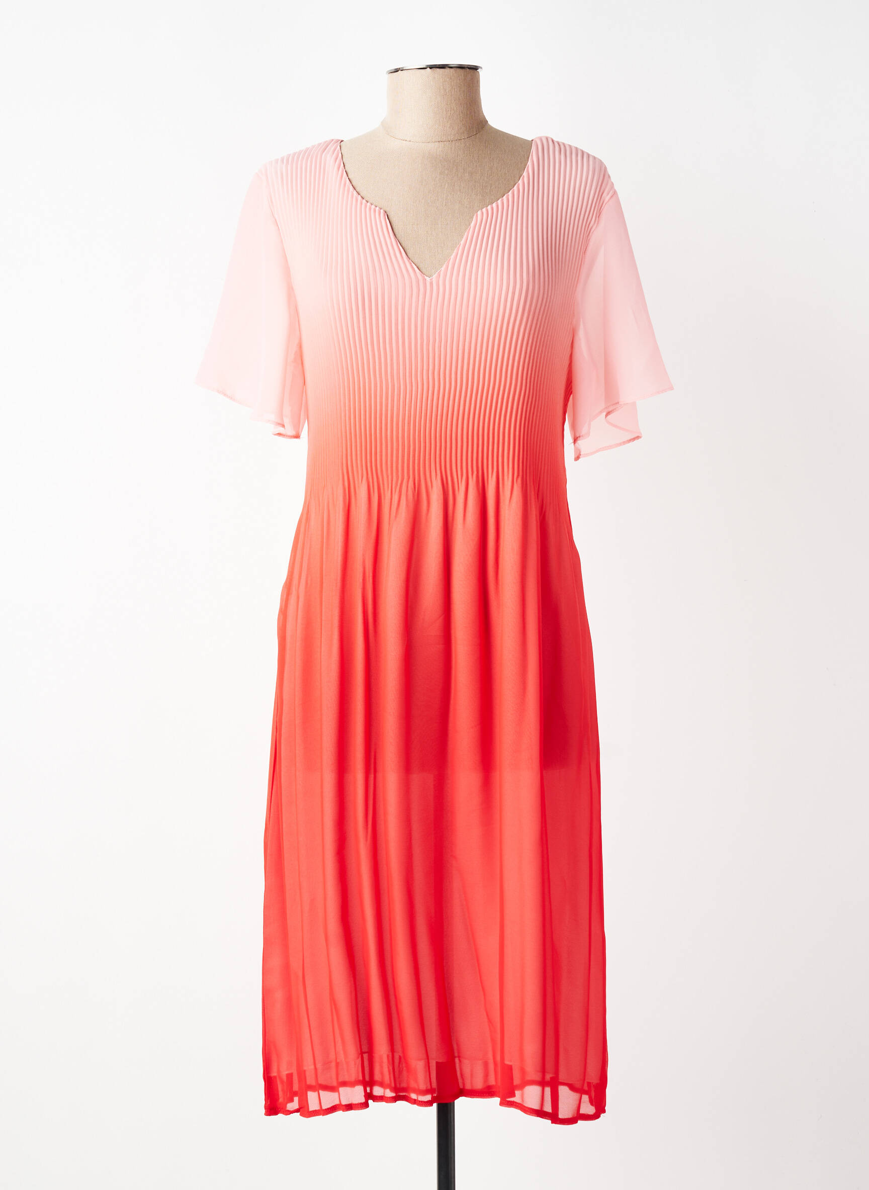 Rochie midi țesătură crep mâneci scurte roz HALOGENE femeie