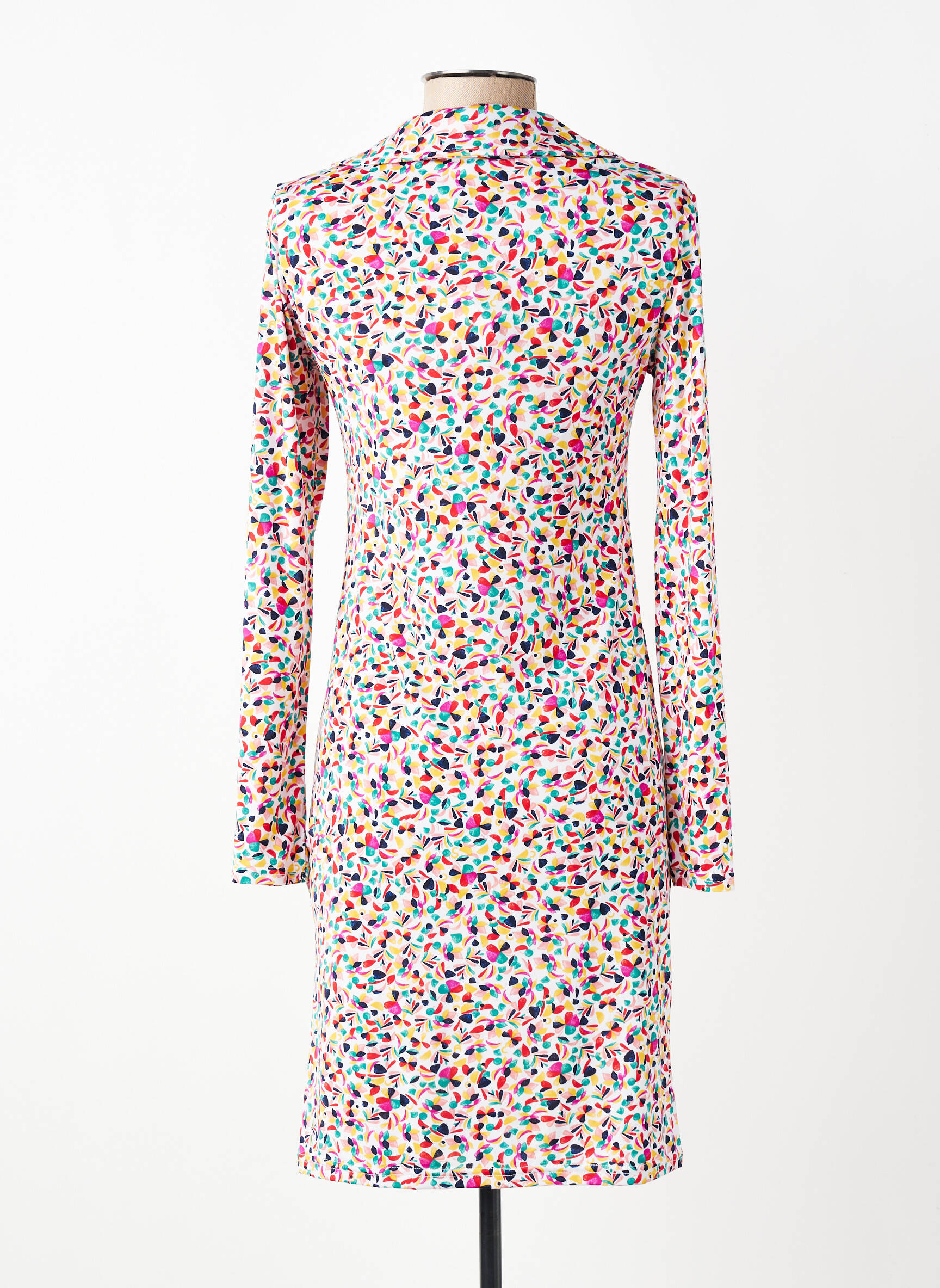 Rochie midi imprimeu fantezie mâneci lungi alb JOY'S PARIS femeie
