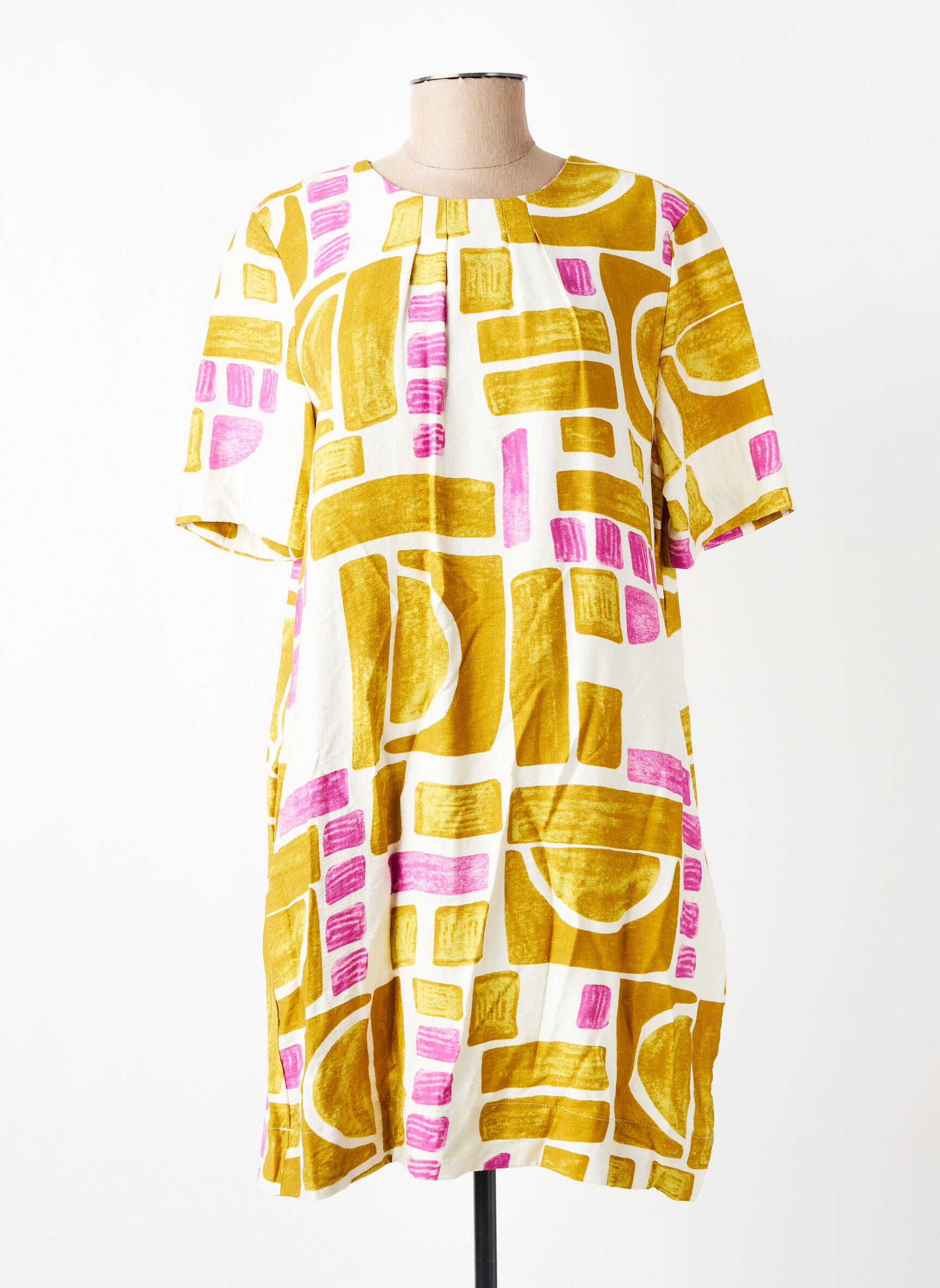 Rochie scurtă mâneci scurte mâneci scurte galben LAST QUEEN femeie