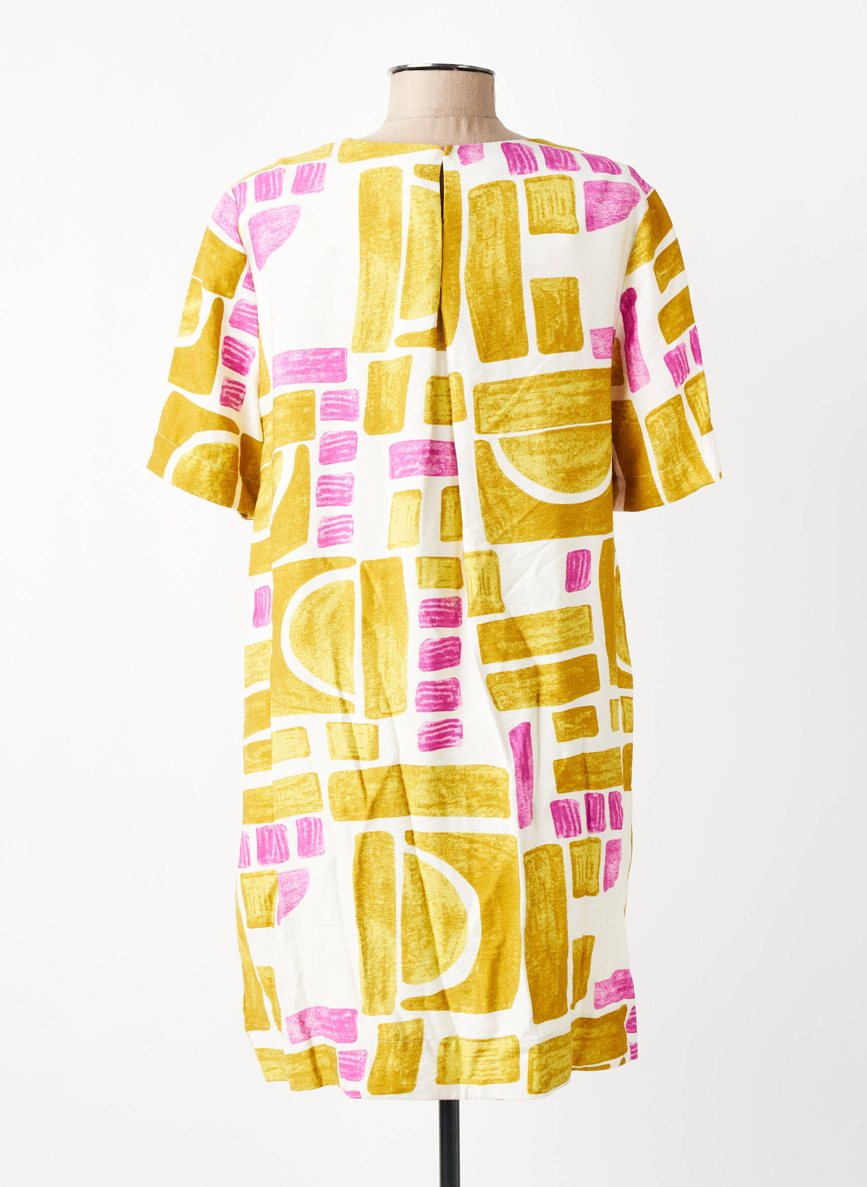 Rochie scurtă mâneci scurte mâneci scurte galben LAST QUEEN femeie