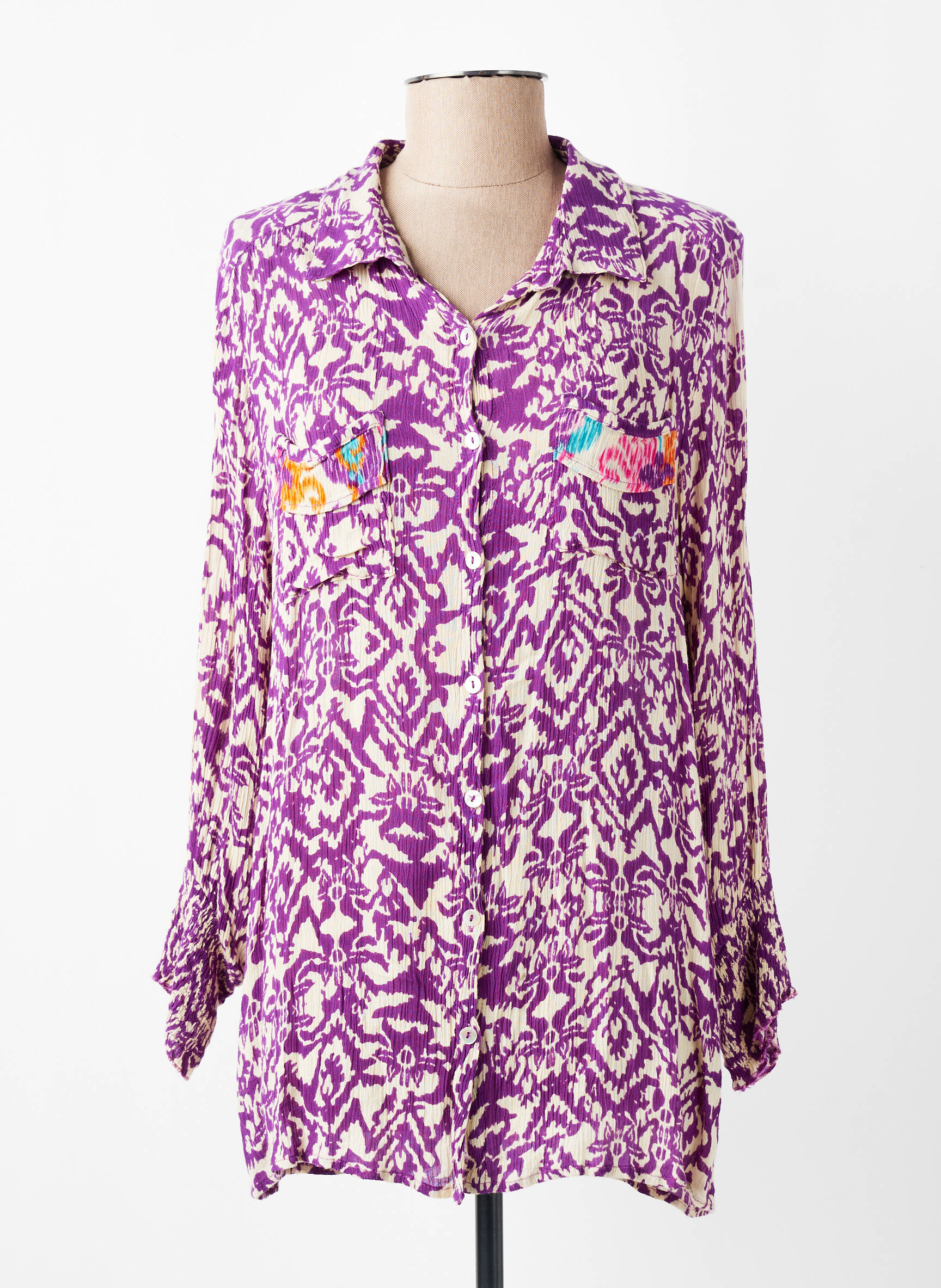 Cămașă țesătură crep mâneci lungi violet GOLD & SILVER femeie