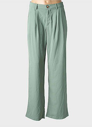 Pantalon larg țesătură crep talie înaltă verde INDIE+MOI femeie