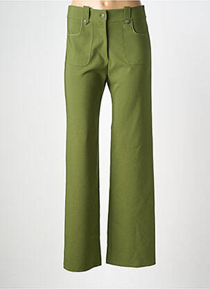Pantalon drept țesătură crep talie înaltă verde HALOGENE femeie
