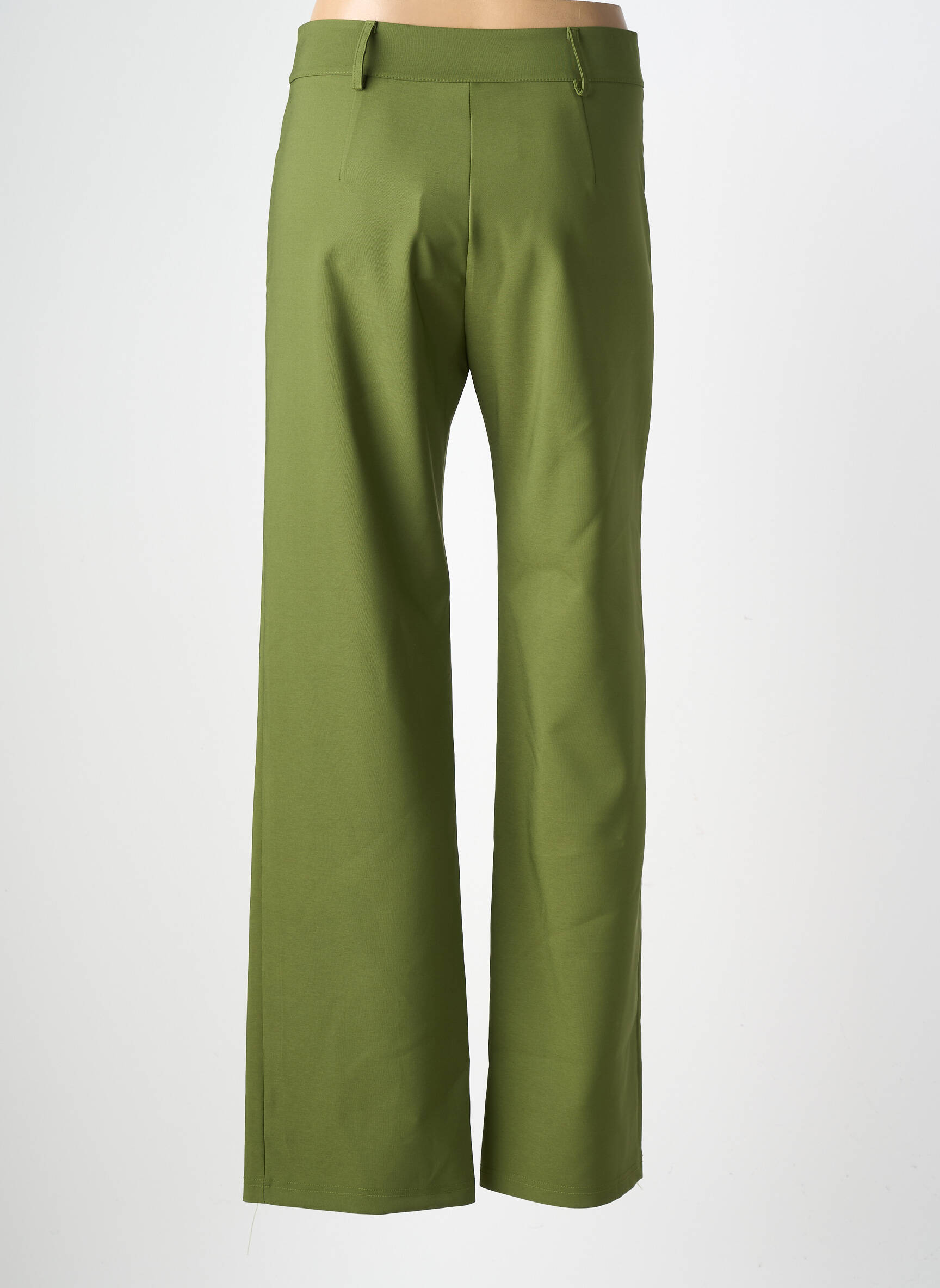 Pantalon drept țesătură crep talie înaltă verde HALOGENE femeie