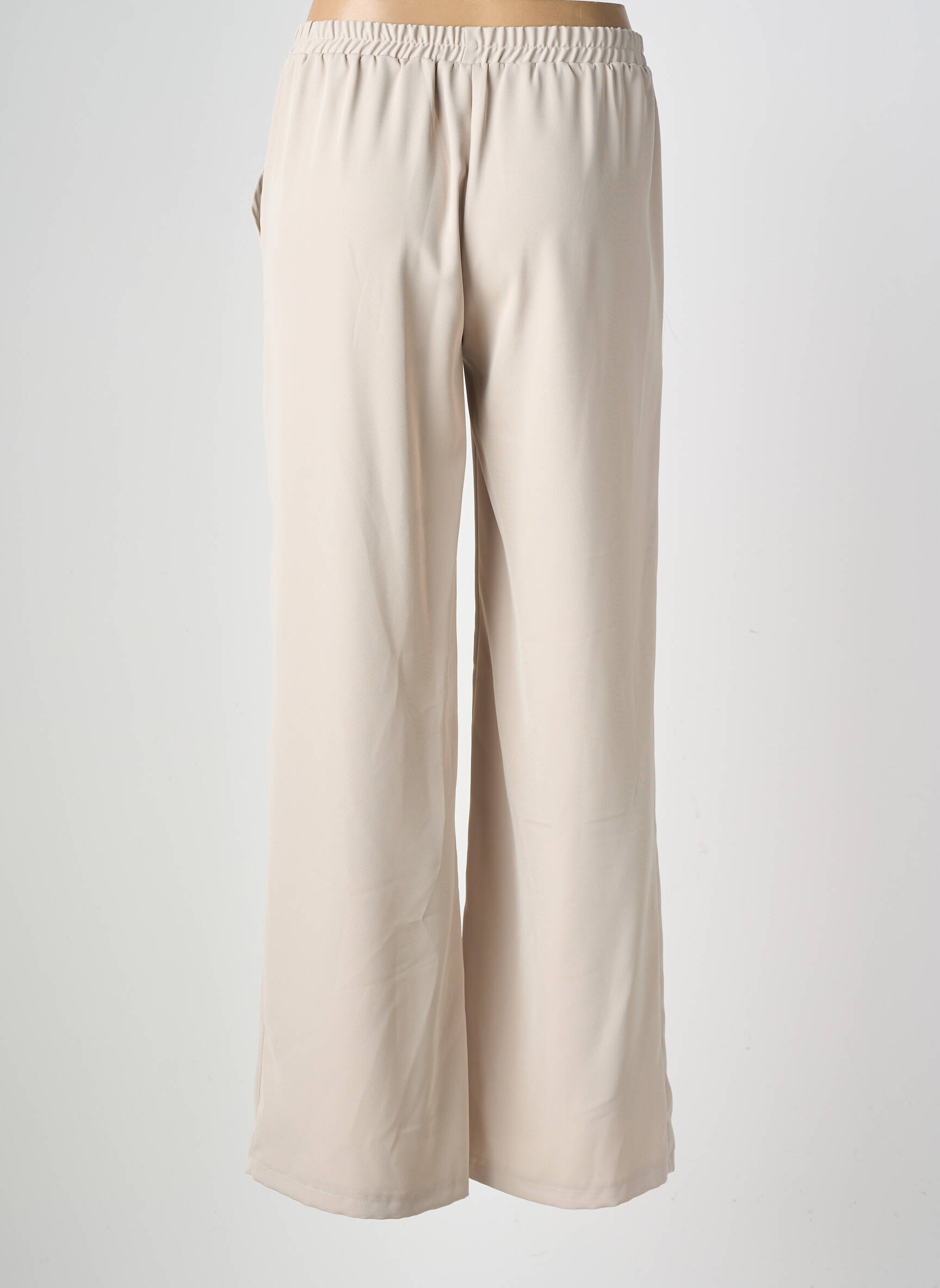 Pantalon larg țesătură crep mărime normală bej EMA BLUE'S femeie