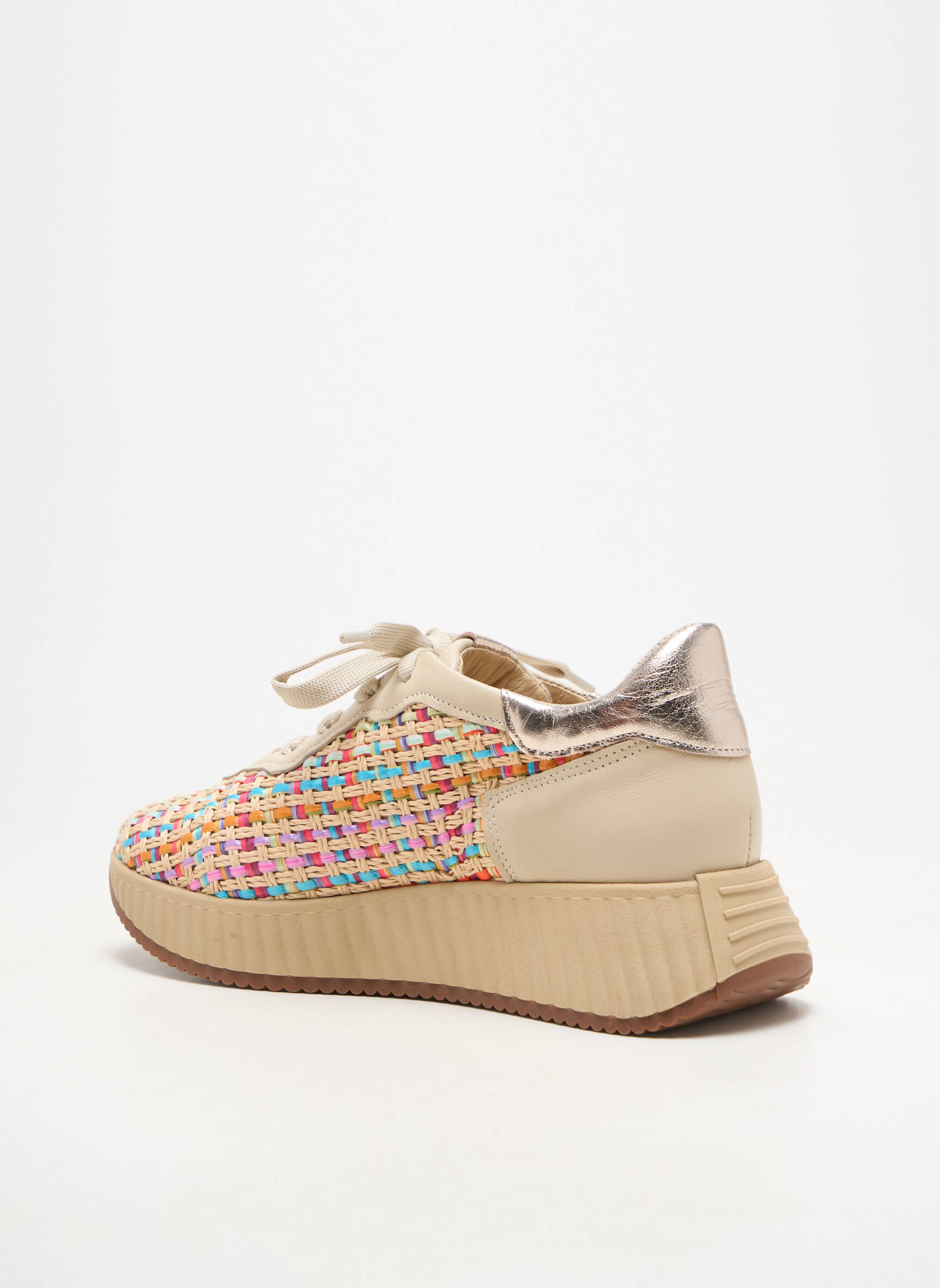 Adidași vârf rotund toc de 4 la 6 cm bej SOFTWAVES femeie