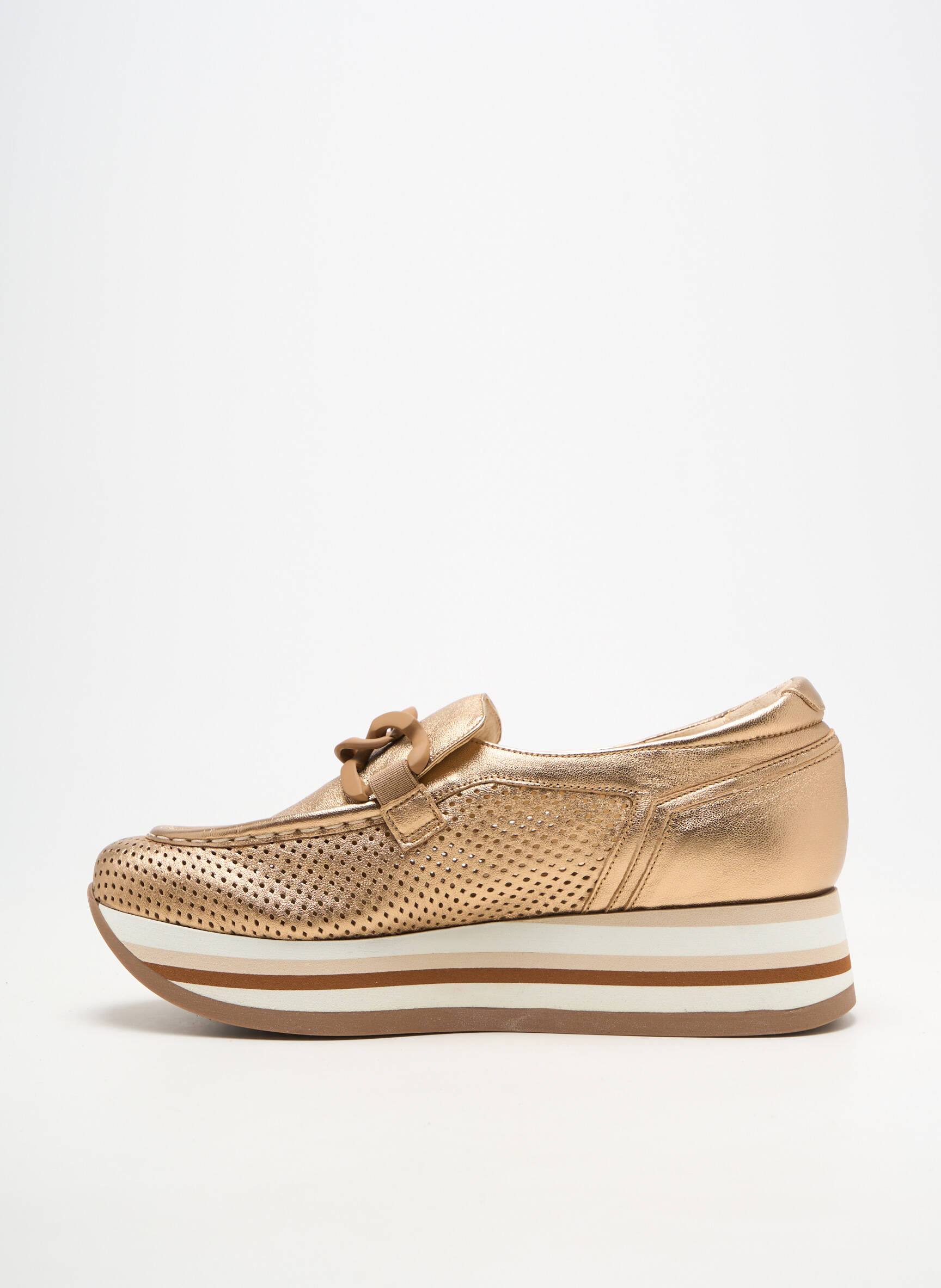 Adidași material neted toc de 4 la 6 cm auriu SOFTWAVES femeie