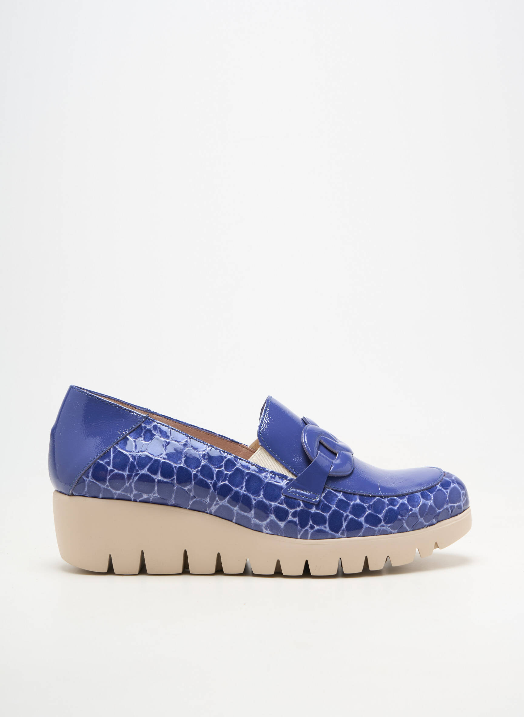 Mocasini material neted toc de 4 la 6 cm albastru WONDERS femeie