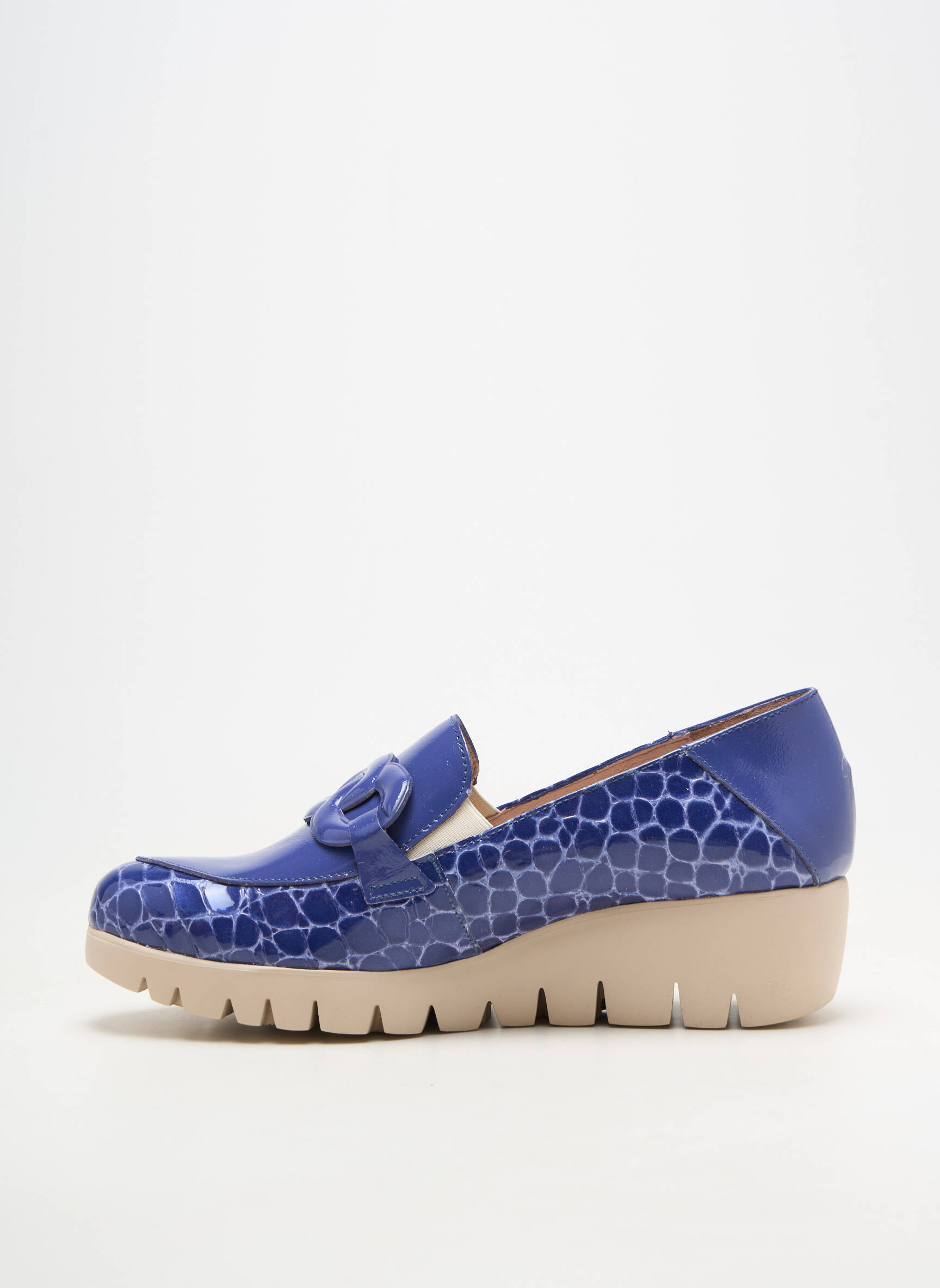 Mocasini material neted toc de 4 la 6 cm albastru WONDERS femeie