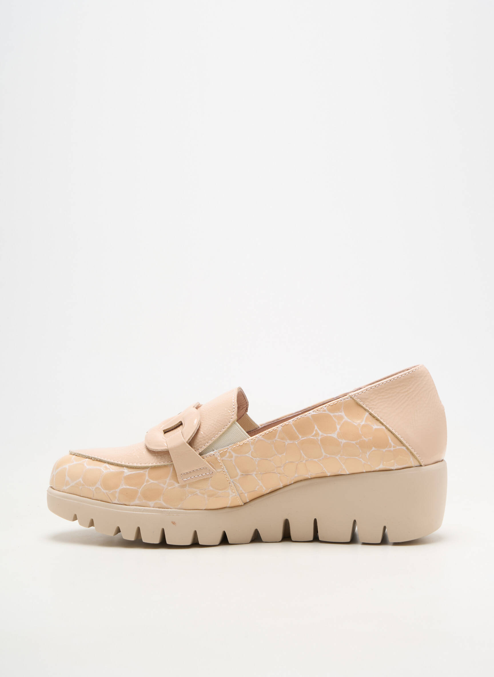 Mocasini material neted toc de 4 la 6 cm bej WONDERS femeie