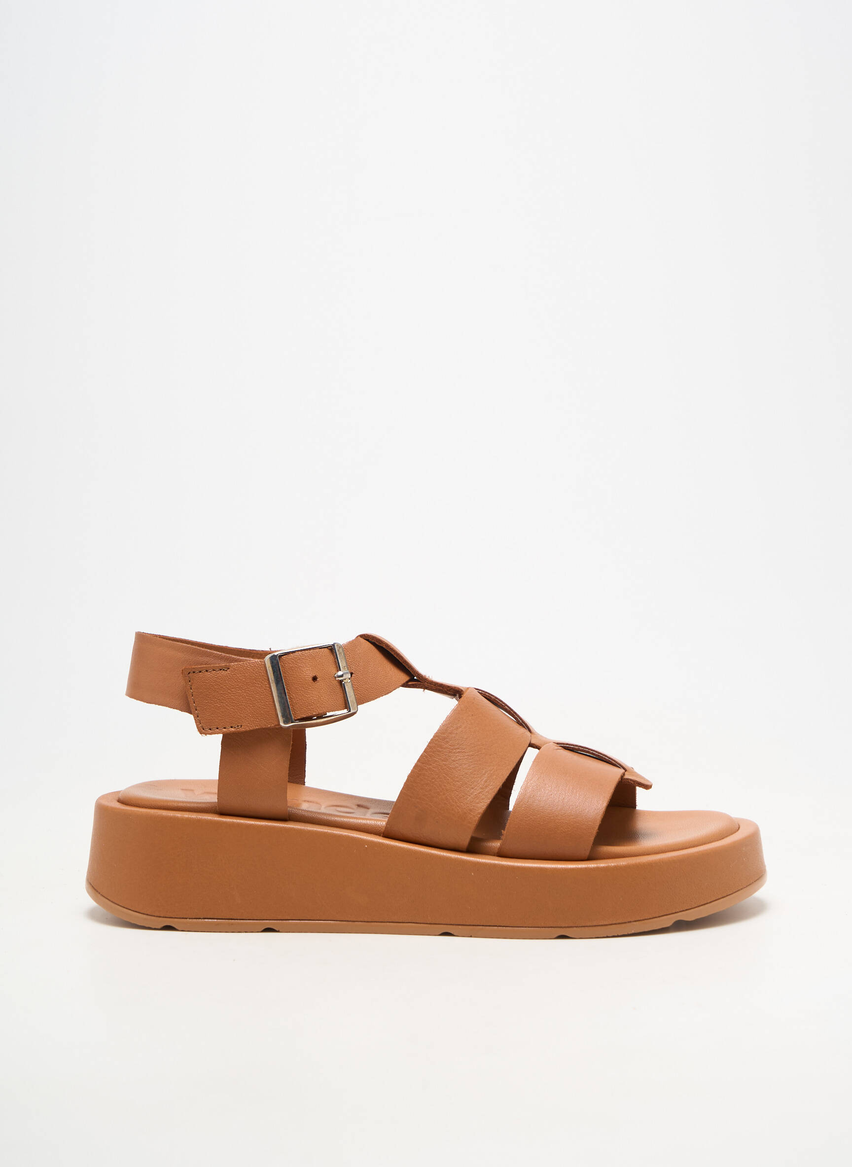 Sandale/pantofi decupați material neted toc plat până la 3 cm maro WONDERS femeie