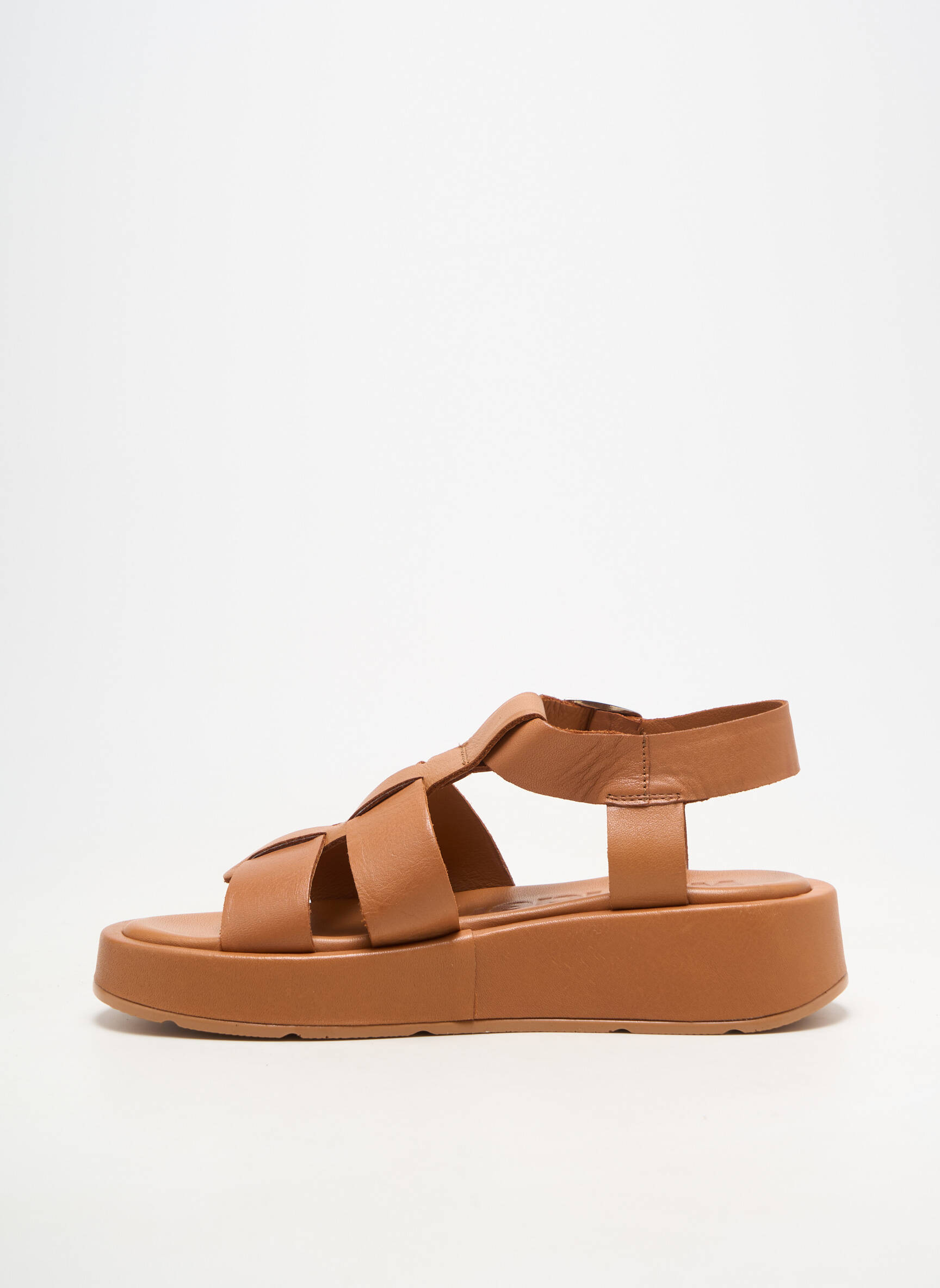 Sandale/pantofi decupați material neted toc plat până la 3 cm maro WONDERS femeie