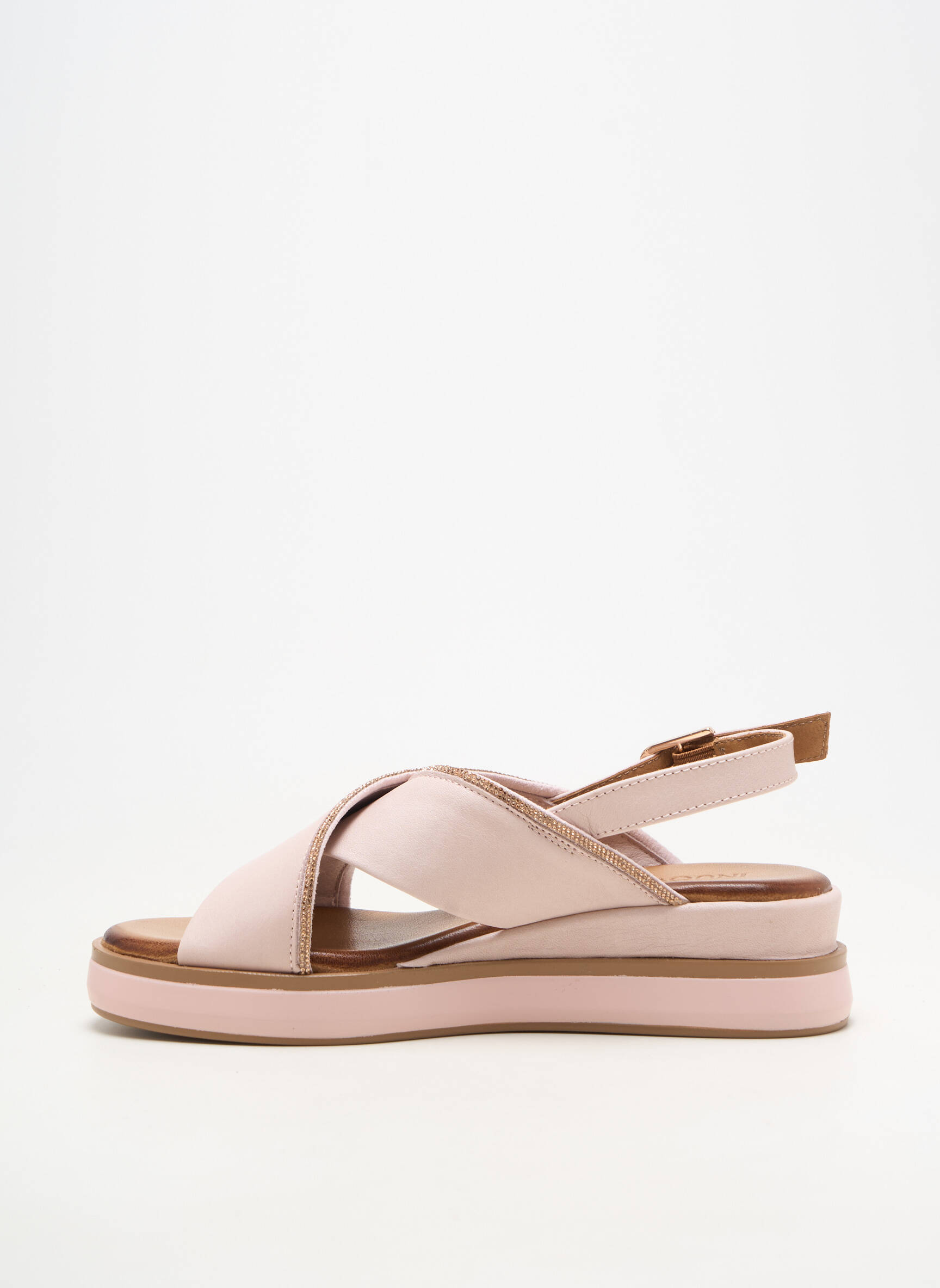 Sandale/pantofi decupați material neted toc plat până la 3 cm roz INUOVO femeie