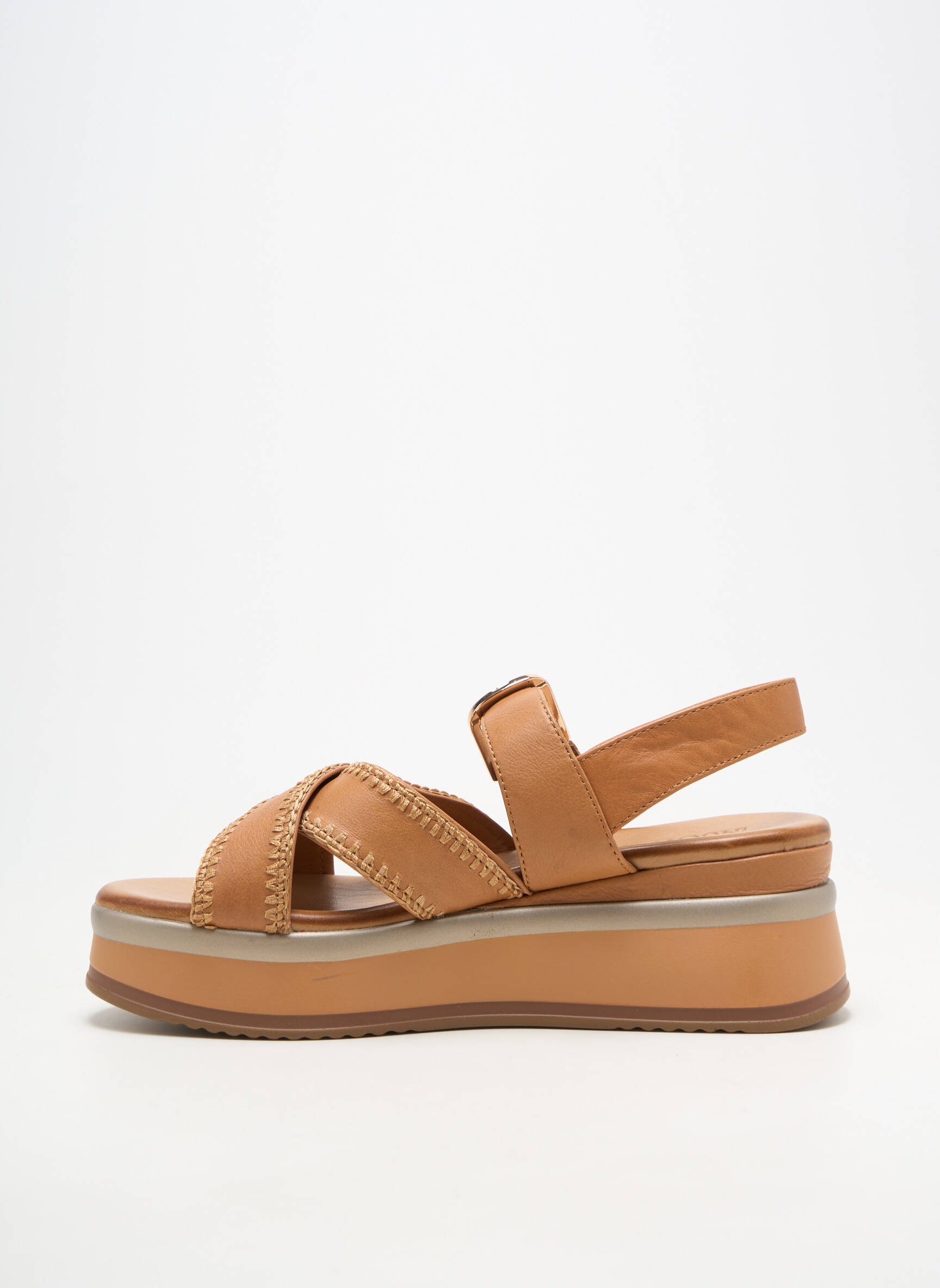 Sandale/pantofi decupați material neted toc de 4 la 6 cm maro INUOVO femeie