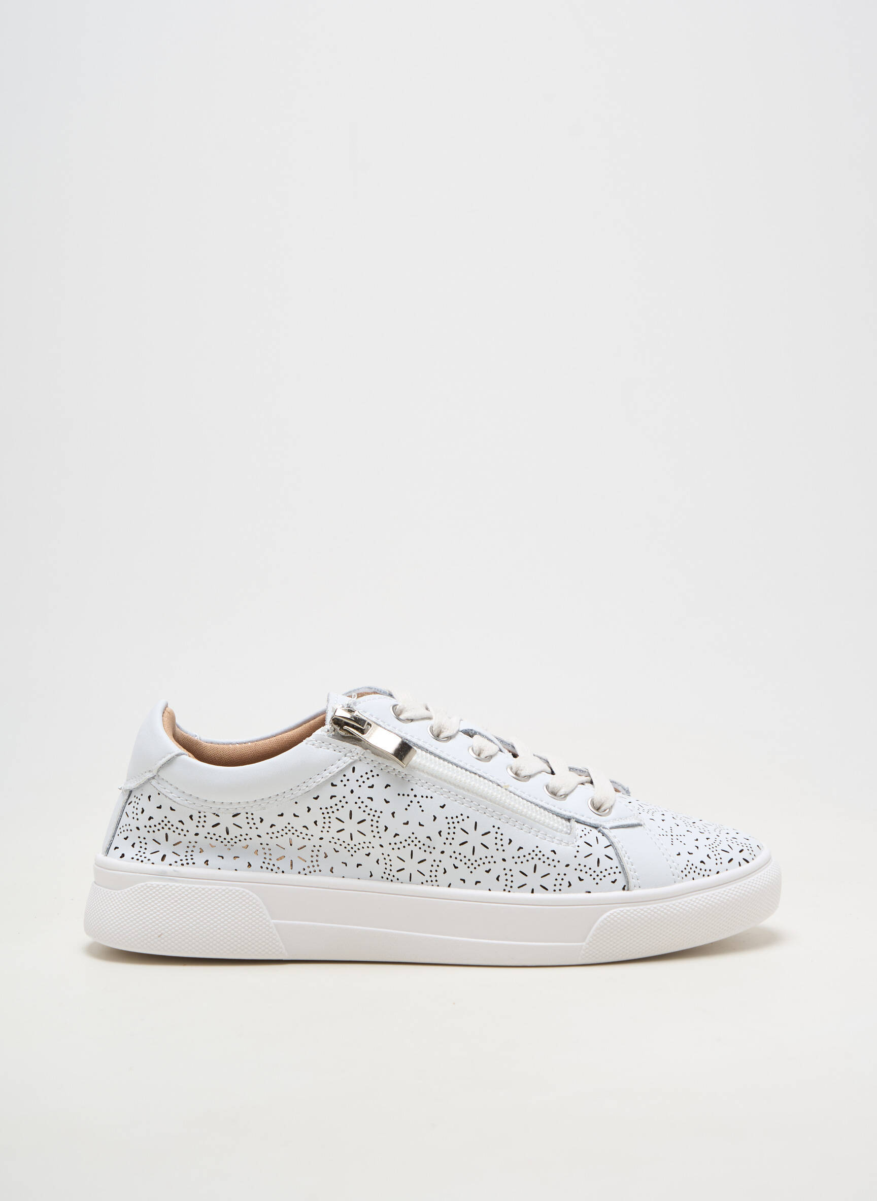 Adidași material neted toc plat până la 3 cm alb ALENOA femeie