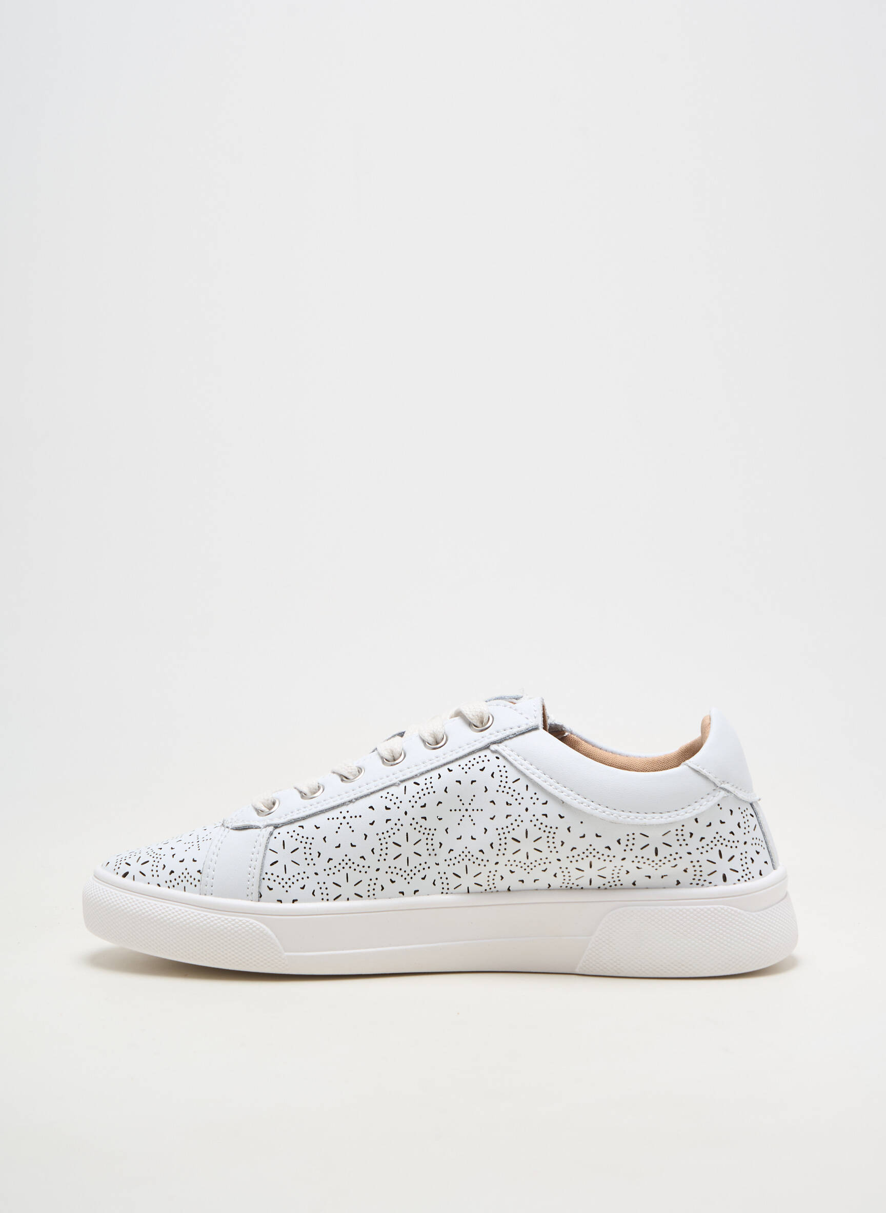 Adidași material neted toc plat până la 3 cm alb ALENOA femeie