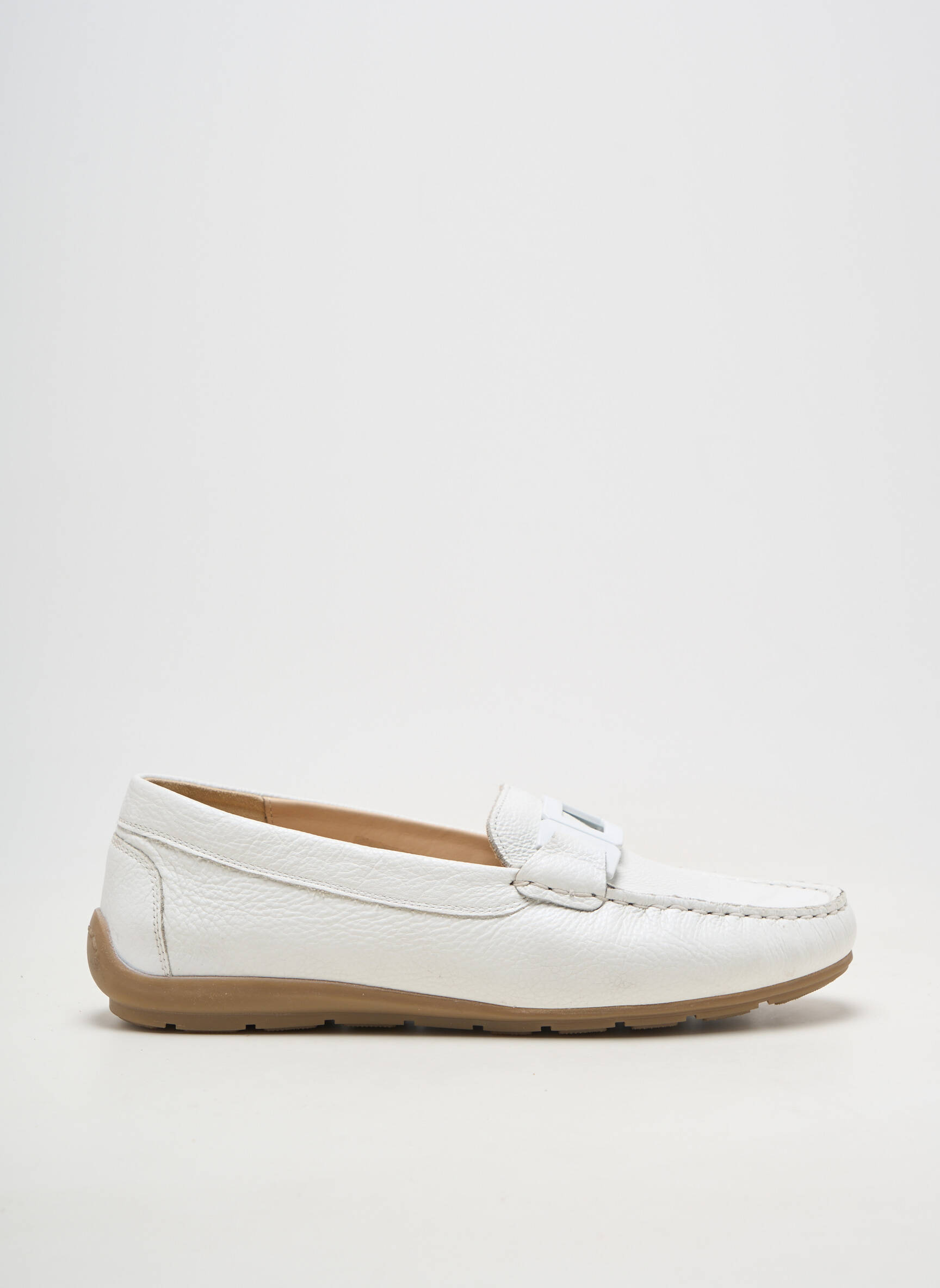 Mocasini material neted toc plat până la 3 cm alb ARA femeie