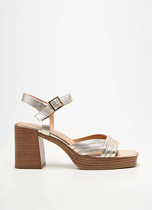 Sandale/pantofi decupați material neted toc de 7 la 9 cm auriu EMILIE KARSTON femeie
